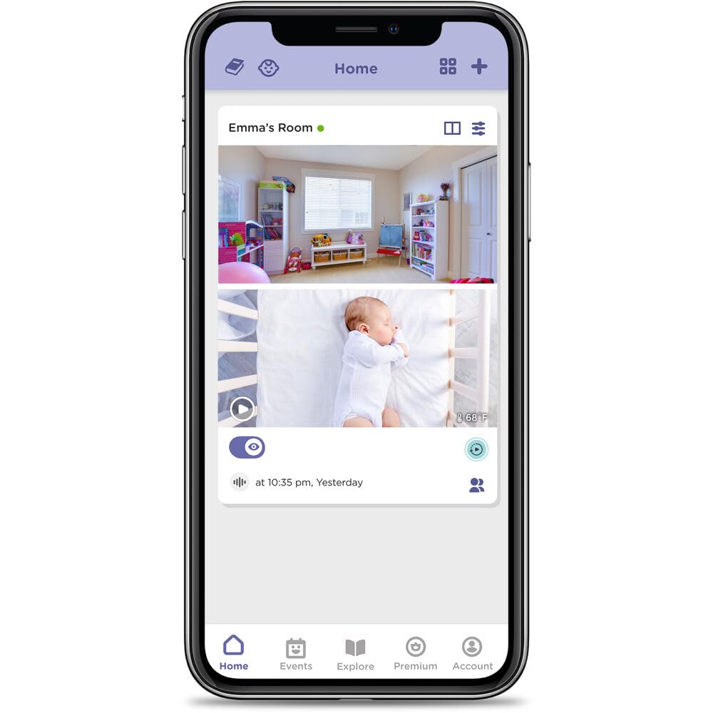 Hubble Connected Nursery Pal Dual Vision Smart Wi-Fi Baby Monitor with AI Motion Tracking, Night Vision, Soothing Sounds & Lullabies - White | AI-Powered Infant Safety Camera for Nursery, Bedroom & Travel Use