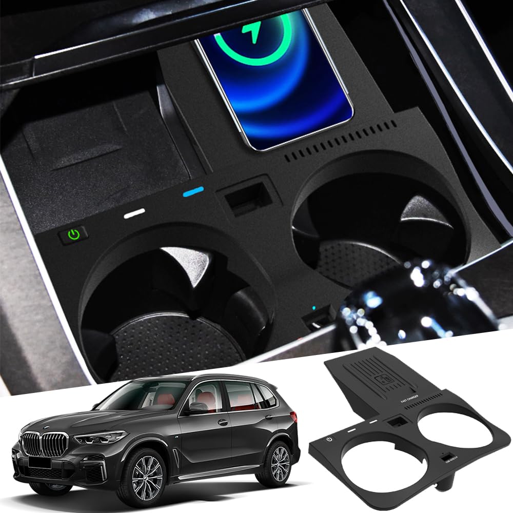 15W Qi Fast Wireless Car Charger Pad for BMW X5/X5M X6/X6M G05/G06 (2019-2020) - Center Console Accessory Panel with NFC Support | Perfect for Road Trips & Daily Commutes