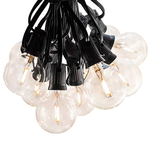 100 Foot LED Filament G50 Clear Bulbs - Black Wire