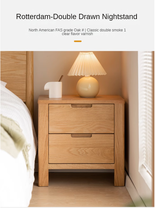 Solid Oak Wood Nightstand with Drawer - Rustic Bedside Table for Bedroom, Living Room & Office - Durable & Stylish Furniture for Home Decor