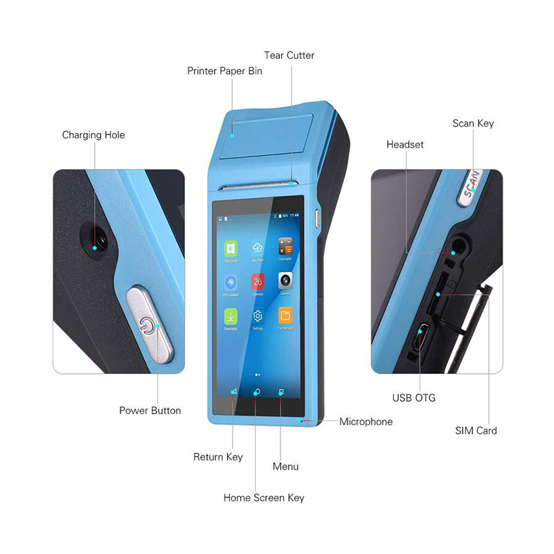 P58 S1/S2 Wireless Handheld POS Terminal - Bluetooth Barcode Scanner for Retail Stores, Restaurants & Mobile Payments | Fast Checkout Solution for Small Businesses