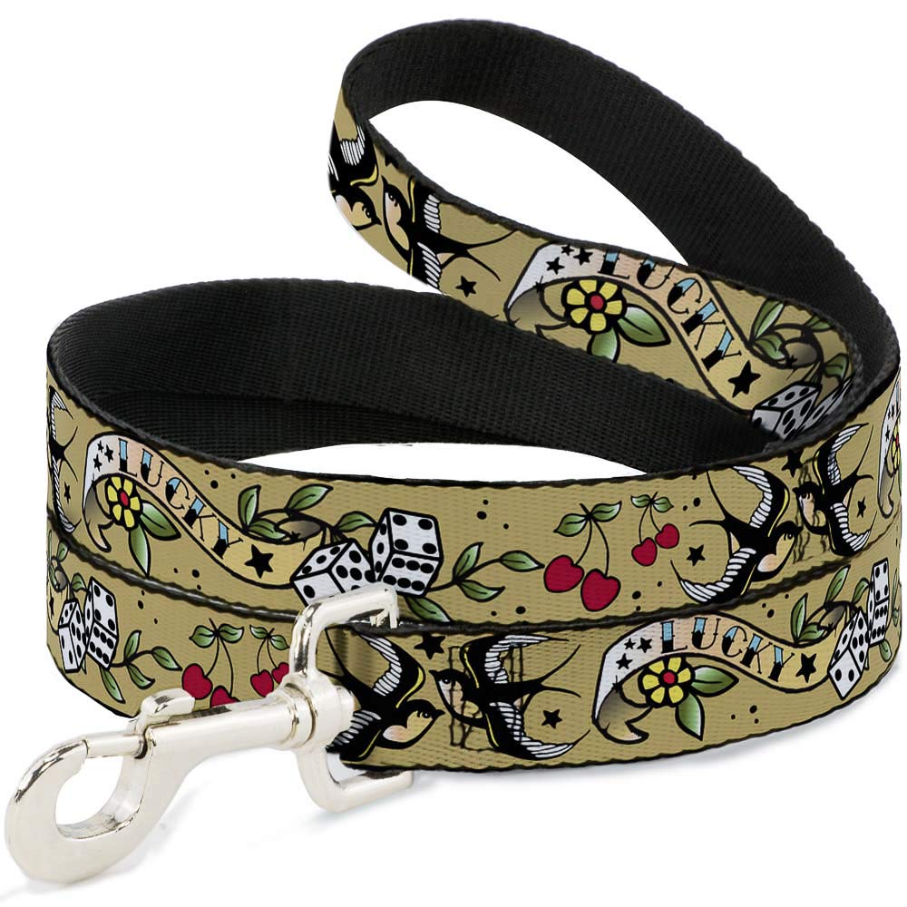 Buckle-Down Dog Leash - 6FT Lucky Tan Pet Walking Lead - 1.5 Inch Wide Nylon Reflective Strap - Perfect for Daily Walks, Hiking & Outdoor Adventures