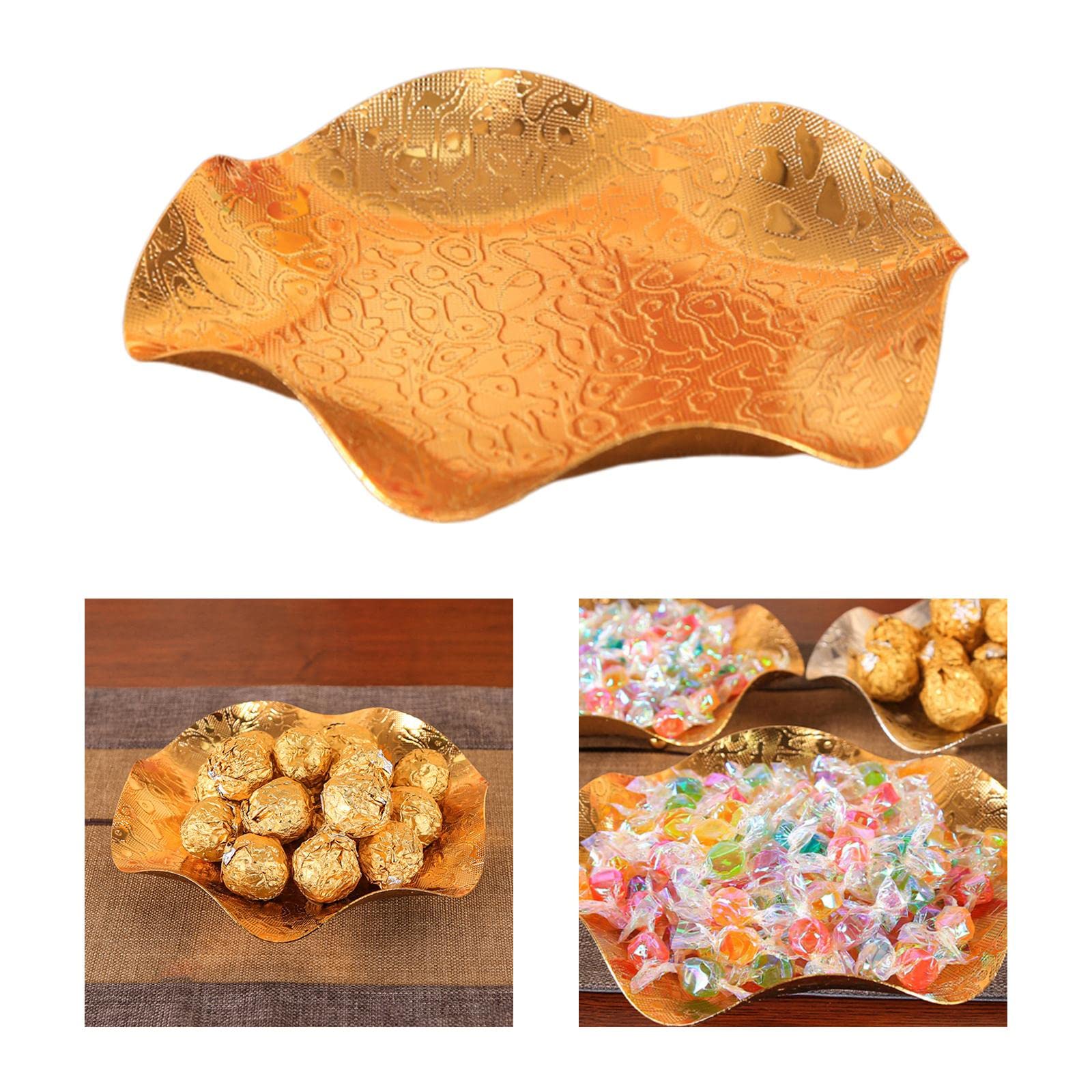 Golden Metal Candy Storage Container - Elegant Fruit Plate for Home, Wedding, Party & Banquet - Perfect for Snacks, Desserts & Candy Display