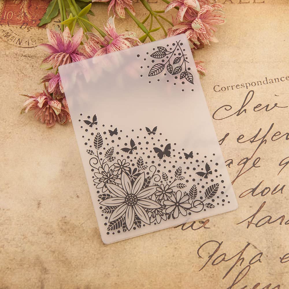 Floral Embossing Folder for Card Making - 10.5x14.5cm DIY Scrapbooking Template, Photo Album & Paper Craft Decoration (Perfect for Wedding Invitations, Greeting Cards & Memory Books)