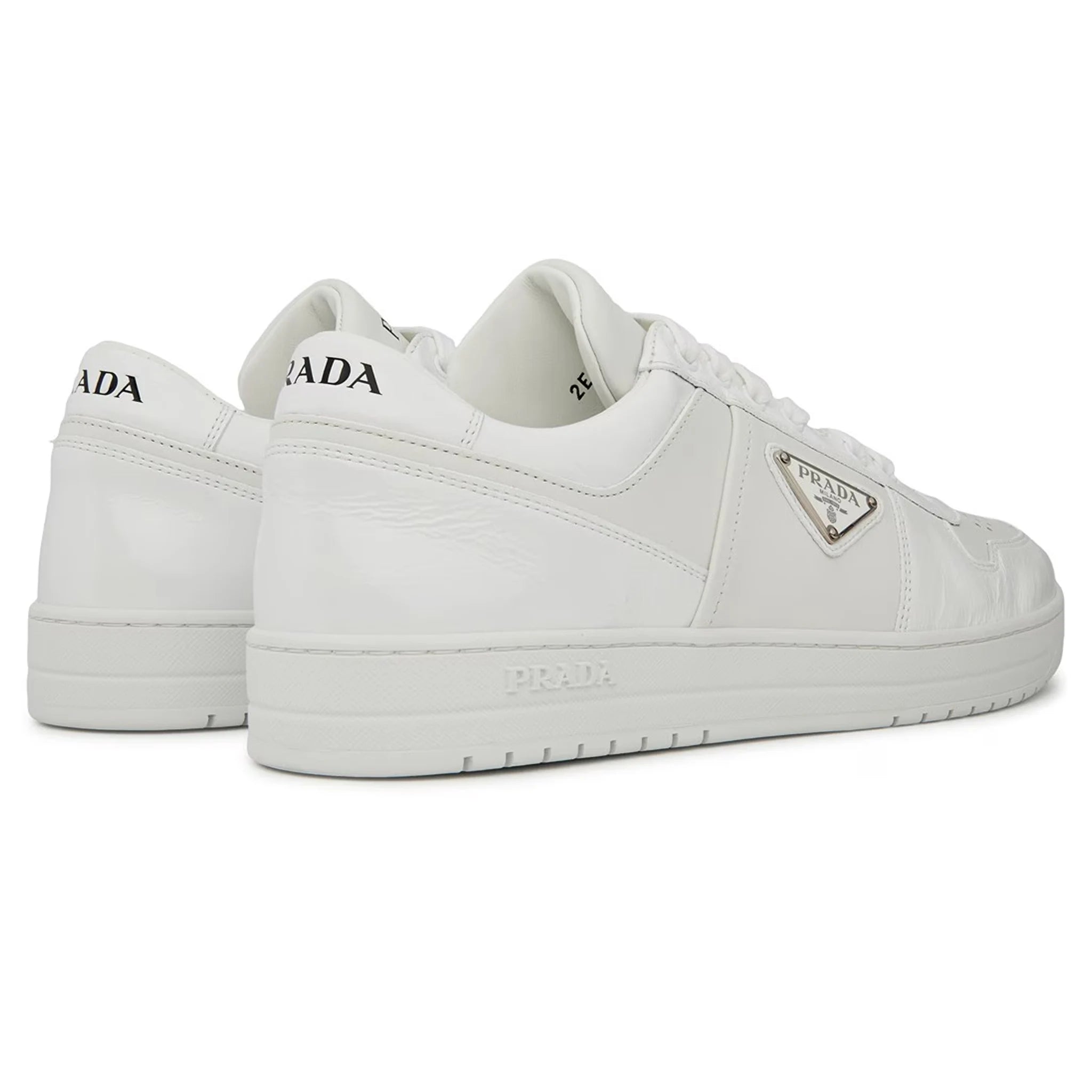 Prada Downtown Leather Low Top White Sneakers for Women - Stylish Casual Shoes for Everyday Wear, Office & Outings