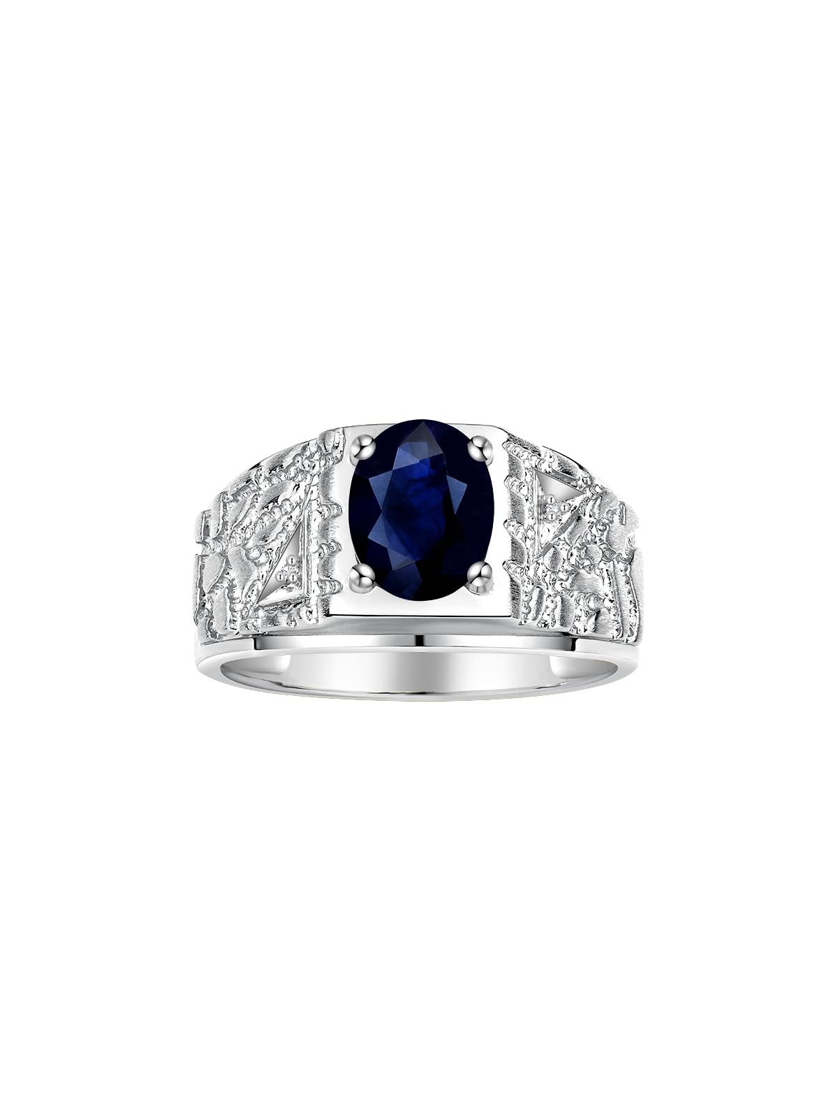 Rylos Men's Designer Nugget Ring - 9X7MM Oval Gemstone & Diamond Sterling Silver Birthstone Ring for Men (Sizes 8-13) | Perfect for Weddings, Anniversaries & Special Occasions