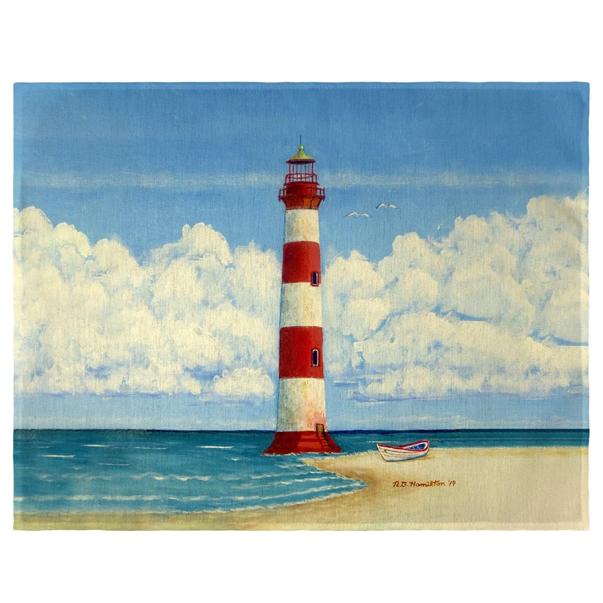 Betsy Drake PM1124 Morris Island Lighthouse SC Placemats - Set of 4 Coastal Themed Table Mats for Kitchen & Dining Room Decor