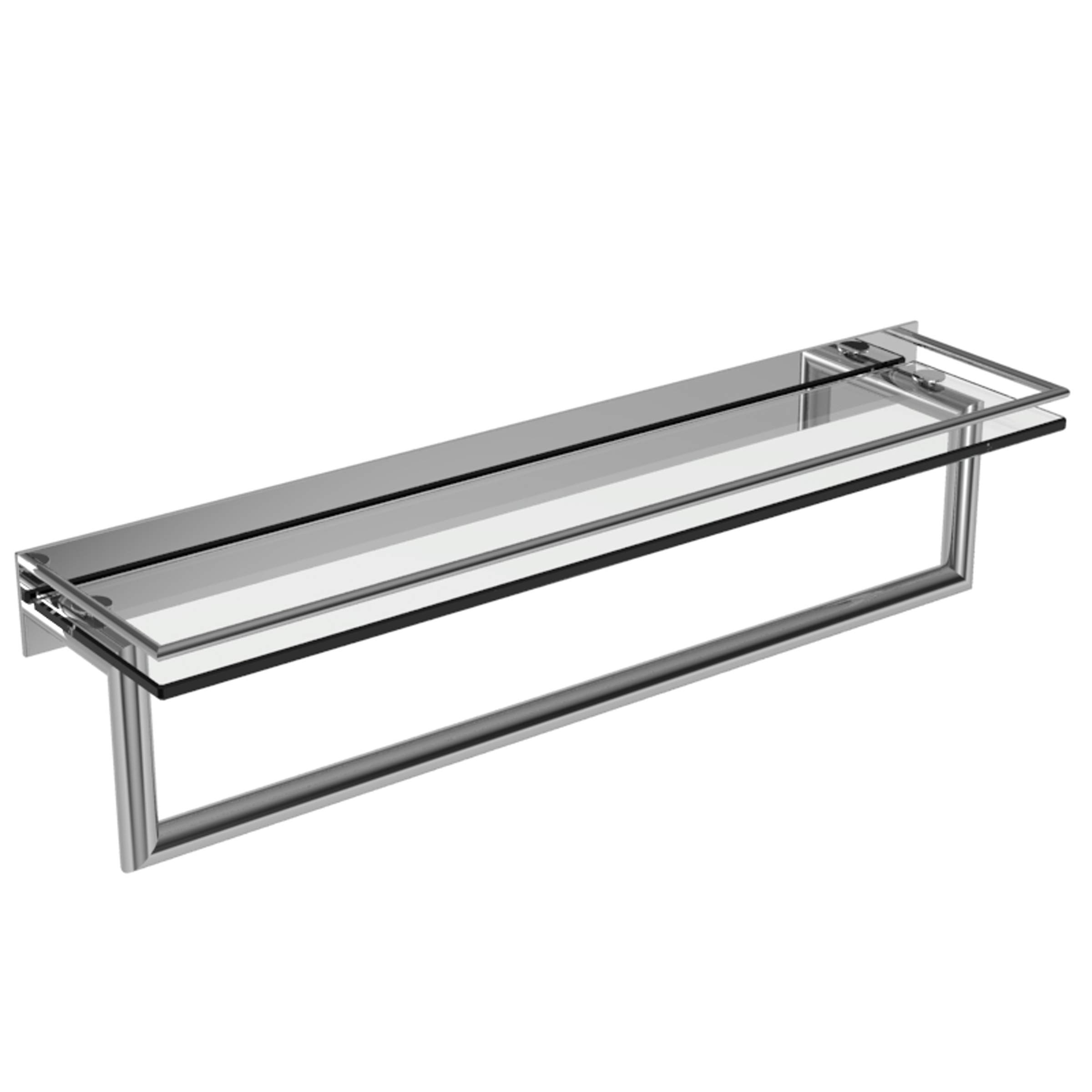 2819RT-24/PC 24-Inch Polished Chrome Bathroom Shelf with Towel Bar - Space-Saving Storage for Towels, Toiletries & Decor - Perfect for Small Bathrooms, Showers & Vanity Areas