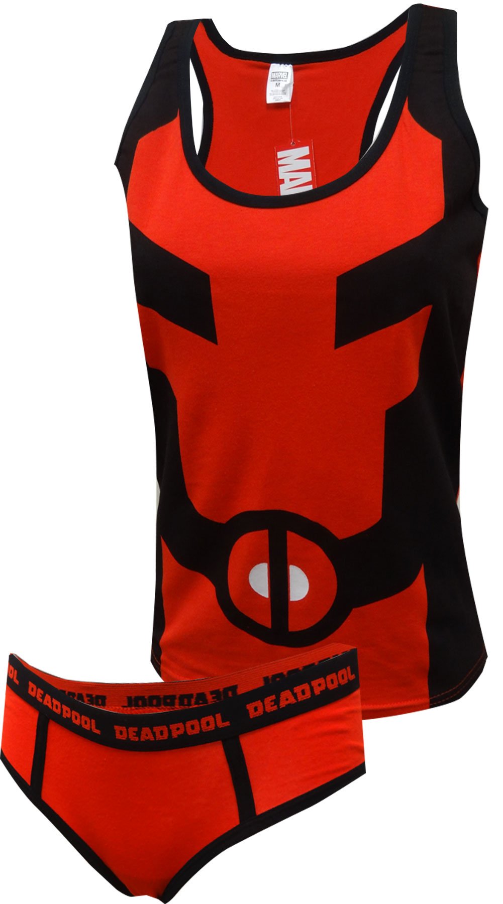 **Marvel Deadpool Women's Tank Top & Hipster Panty Set - Sexy Superhero Costume for Cosplay, Halloween & Comic Con**