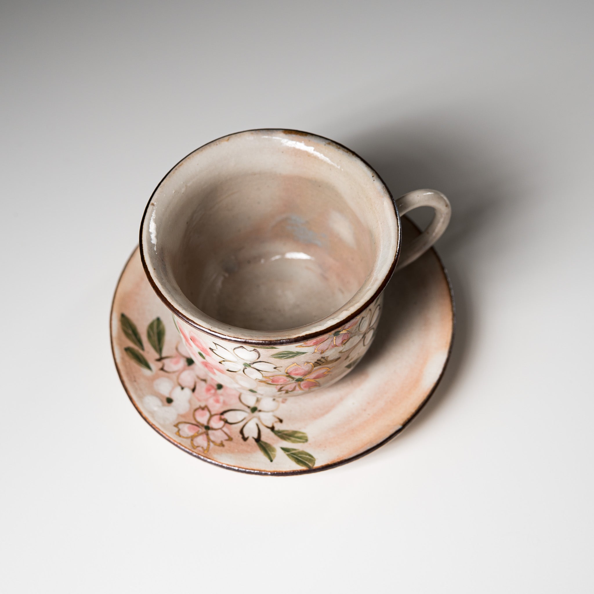Handmade Kyoto Kiyomizu Ware Mini Espresso Cup Set - Cherry Blossom Design - Authentic Japanese Ceramic Tea & Coffee Cups for Home, Cafe, or Gift Giving