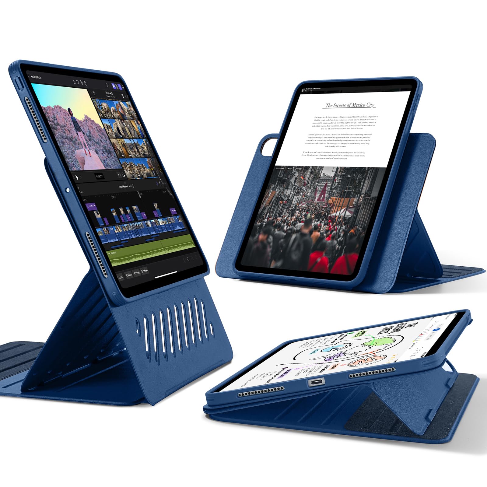 ESR for iPad Pro 13 Inch Case M4 (2024) - Magnetic Rotating Stand Cover with 9 Adjustable Angles, Navy Blue | Perfect for Work, Study & Entertainment | Compatible with iPad Pro 13