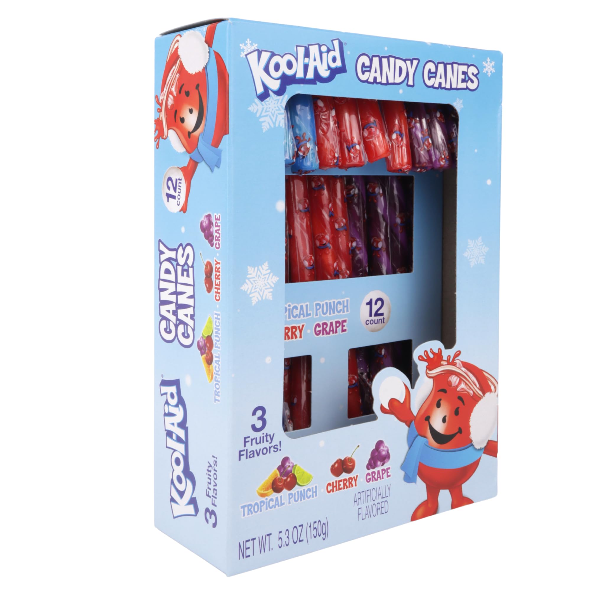Kool-Aid Candy Canes - 12 Count (5.53 oz) Holiday Christmas Stocking Stuffers & Party Favors for Kids & Adults