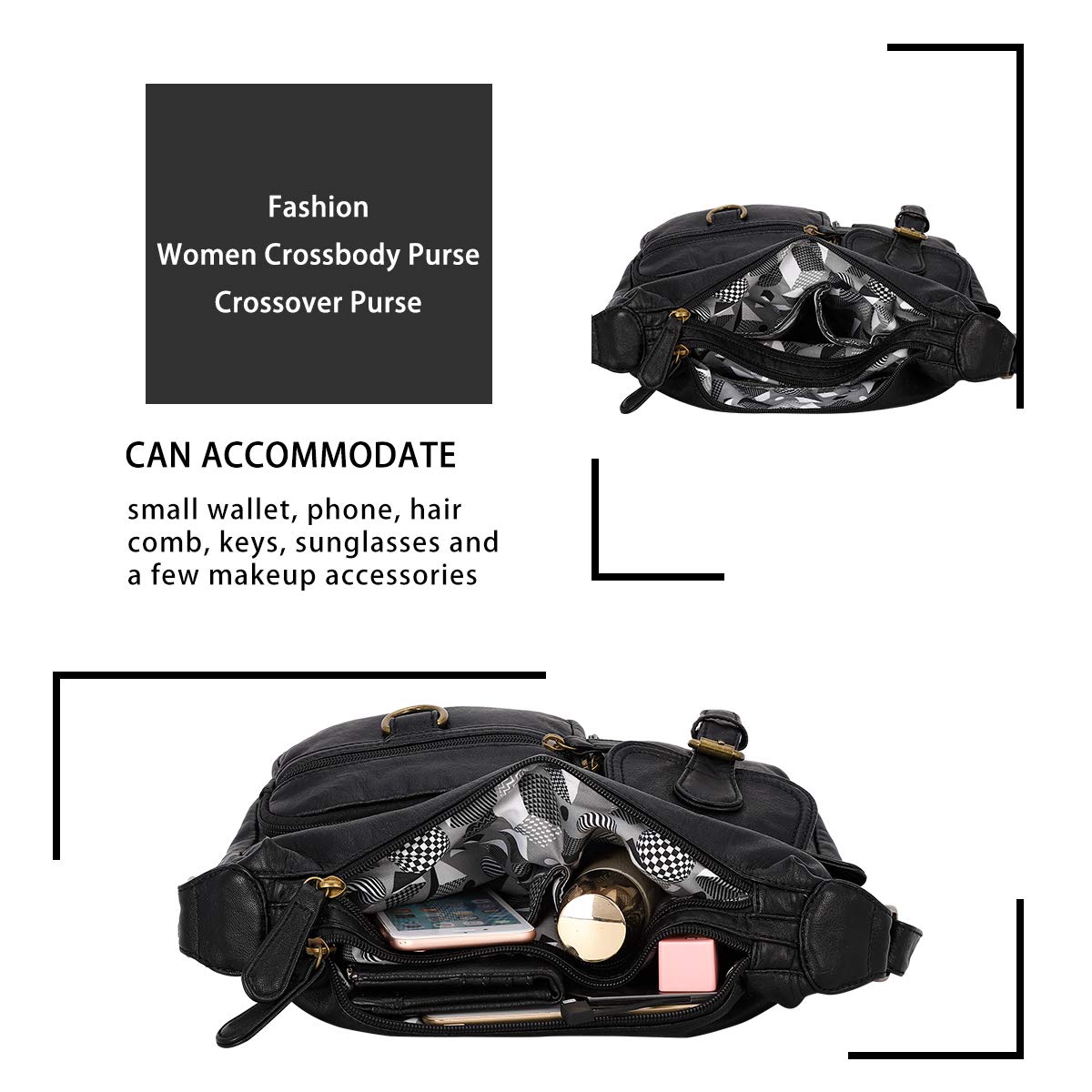 Angel Barcelo Crossbody Shoulder Bag for Women - Soft PU Leather Purse & Handbag - Stylish & Lightweight for Work, Travel & Everyday Use