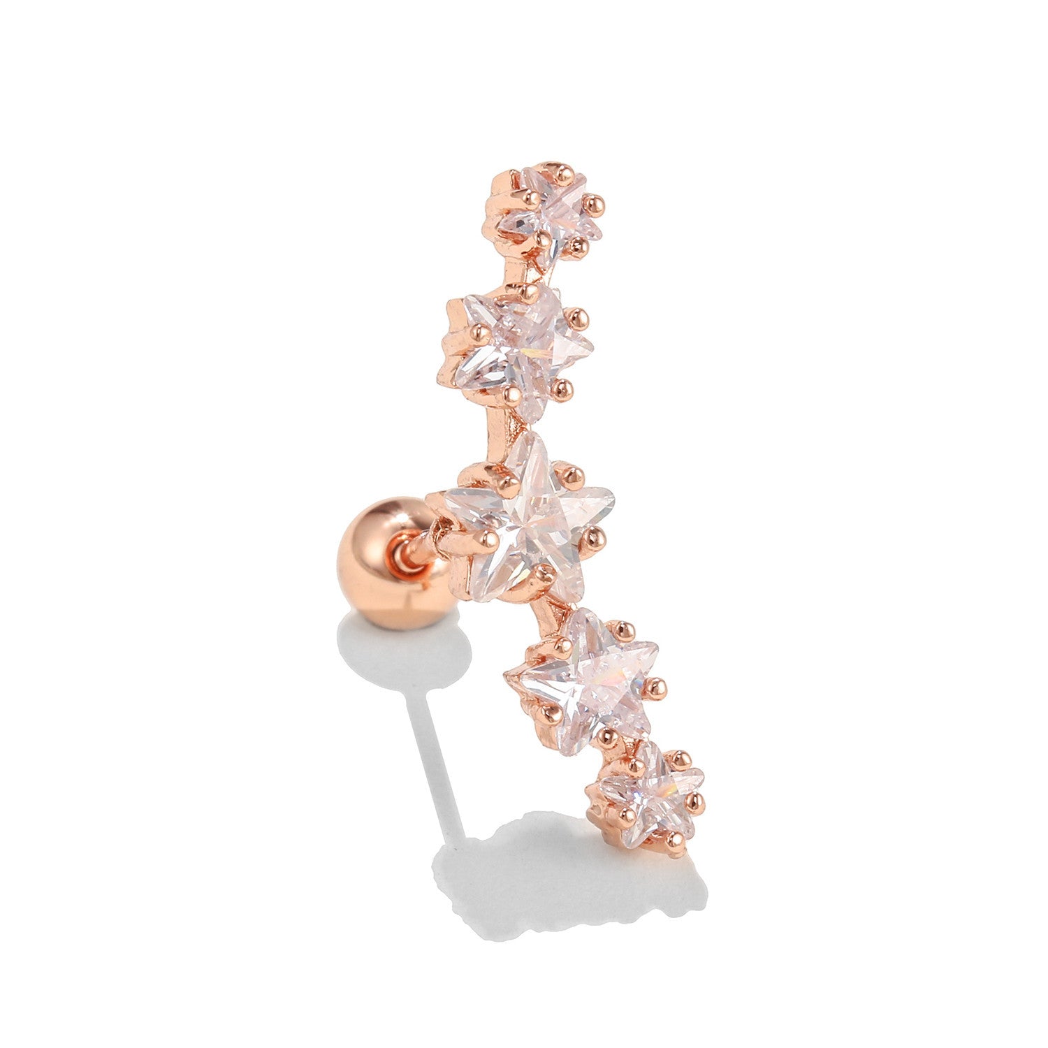 20G Star in a Row Cartilage Ear Crawler Earrings for Women - Trendy Body Jewelry for Helix, Tragus & Conch Piercings - Perfect for Parties, Dates & Everyday Wear (EGD0498)