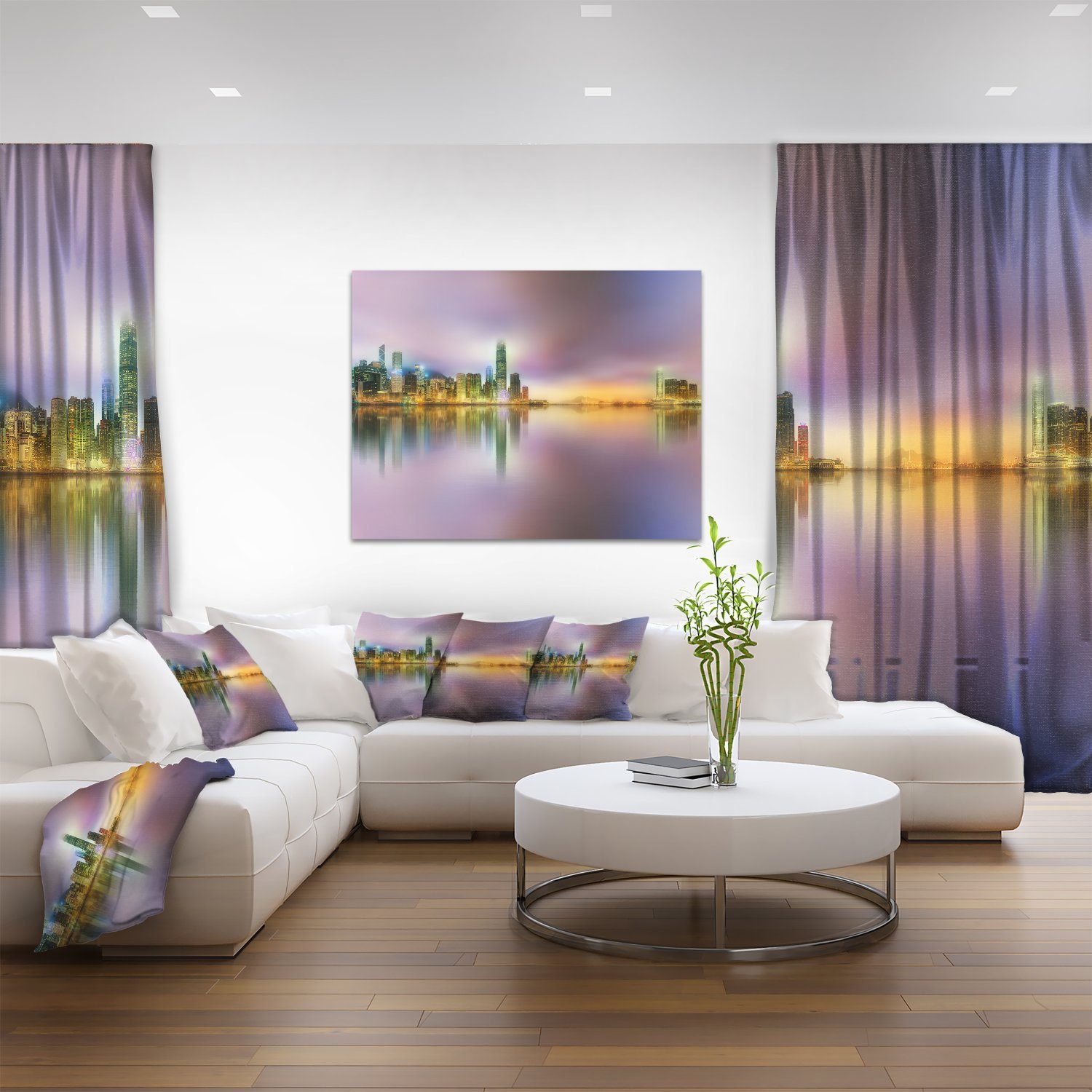 Hong Kong Twilight Skyline Panoramic Photo - Stunning Cityscape Canvas Print for Home & Office Wall Decor