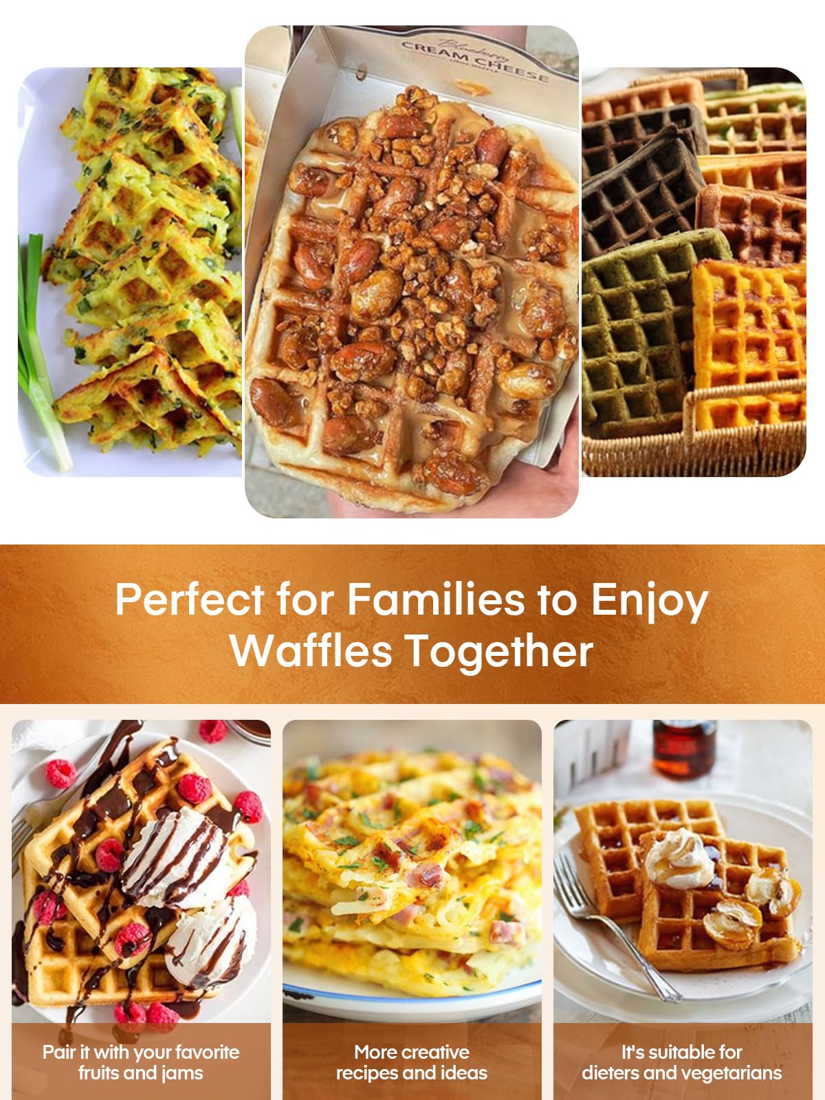FOHERE 4-Slice Belgian Waffle Maker - 1200W Square Waffle Iron with 5 Browning Levels, Nonstick Plates & Cool-Touch Handle - Perfect for Breakfast, Brunch & Family Gatherings - Anti-Scald & Anti-Overflow Design with Indicator Lights - Includes Recipe Book (White, Large)