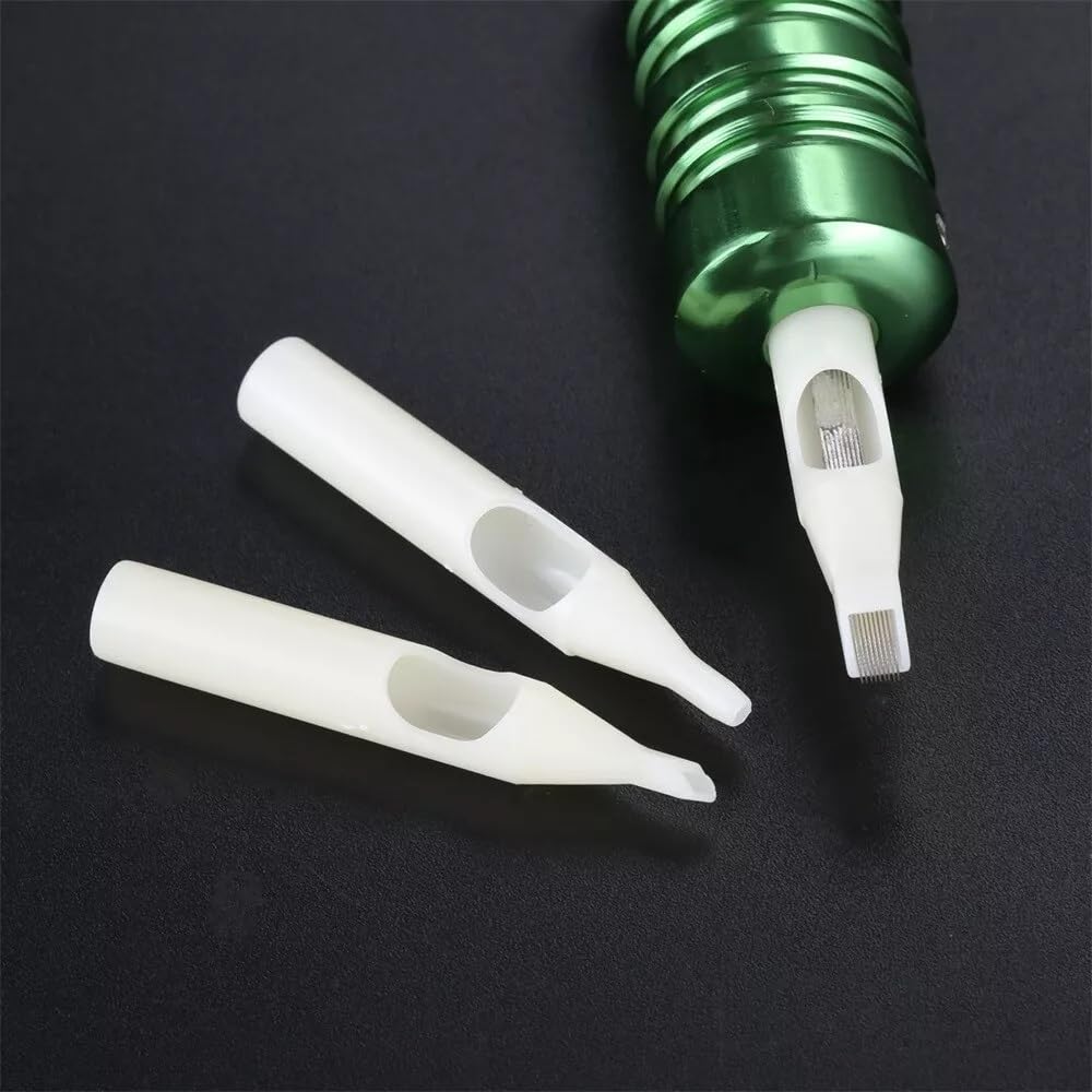 5RT Disposable Carbon Tattoo Needle Tips - Sterilized Round Nozzles for 5RL/5RS Tattoo Needles - Perfect for Tattoo Machine Guns & Professional Tattoo Artists - Ideal for Line Work, Shading, and Detailed Tattoo Designs