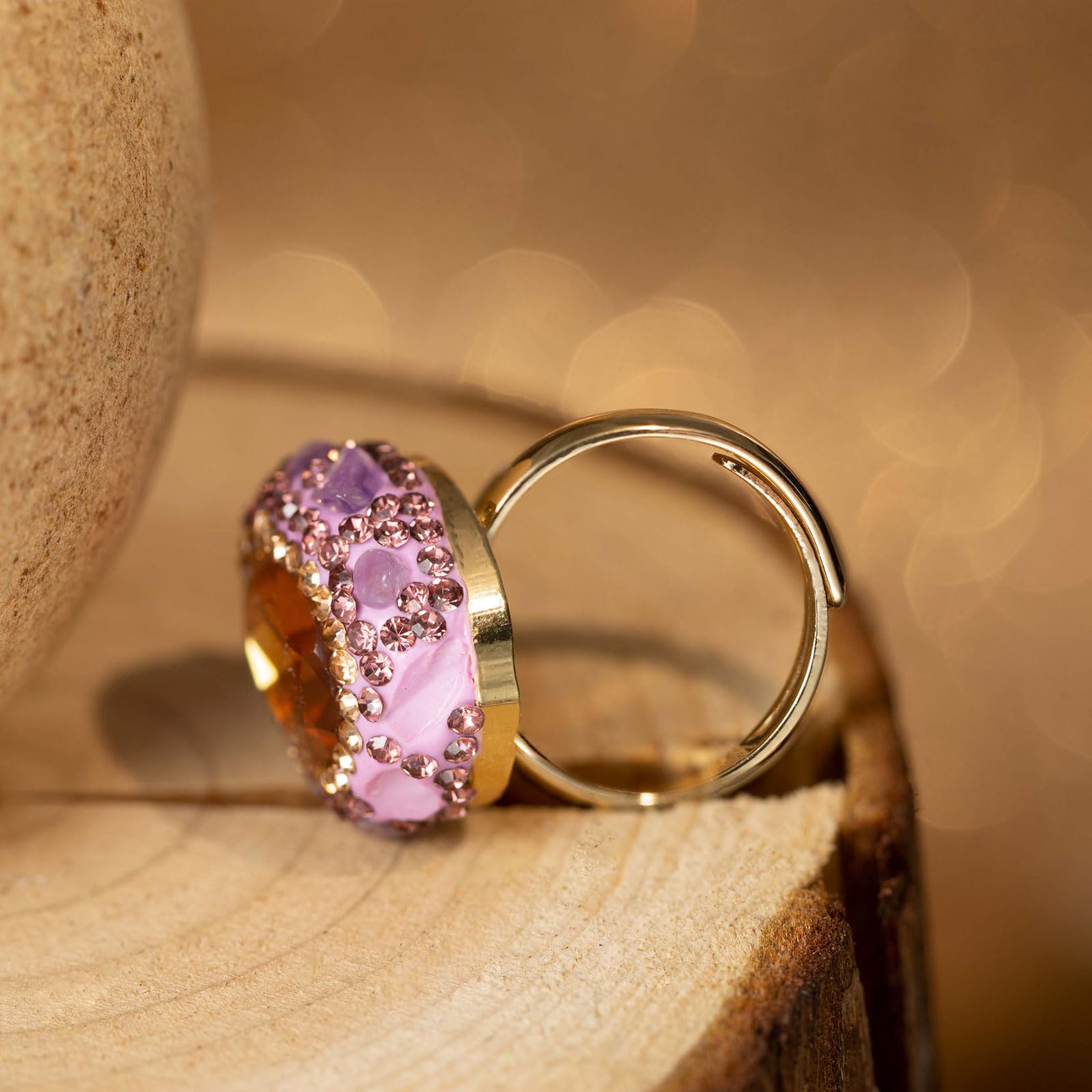 HZMAN Vintage Crystal Ring for Women - 18K Gold Plated Cubic Zirconia Rhinestone Turkish Jewelry Gift for Anniversary, Birthday & Special Occasions