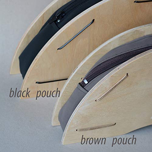 Stylish Half Moon Wooden Clutch Bag with Leatherette Pouch - Unique Wooden Purse for Women - Perfect for Evening Parties, Weddings & Special Occasions