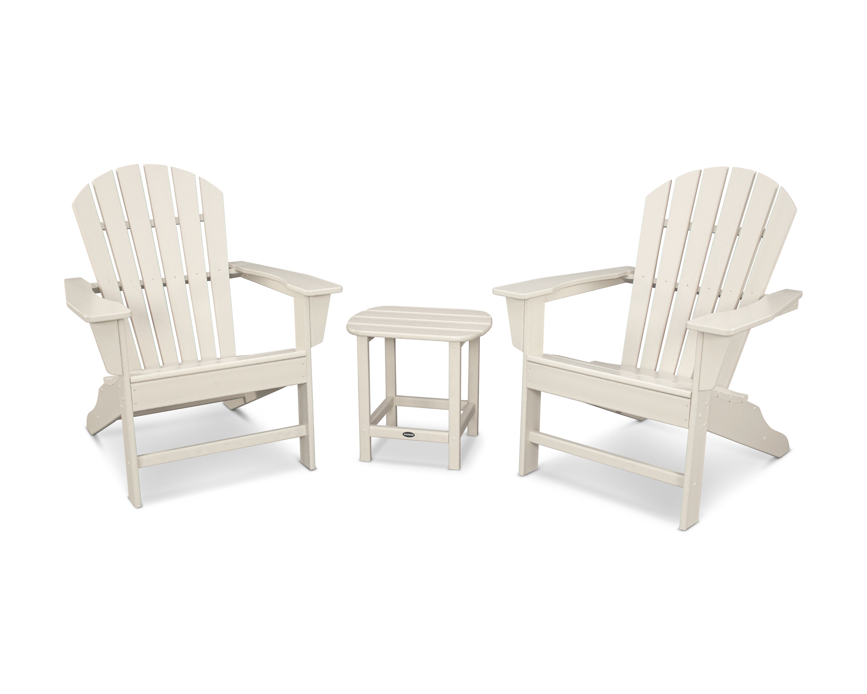 POLYWOOD South Beach Adirondack 3-Piece Outdoor Patio Furniture Set - Durable All-Weather Resin Chairs & Table for Poolside, Garden, Deck, and Backyard Relaxation