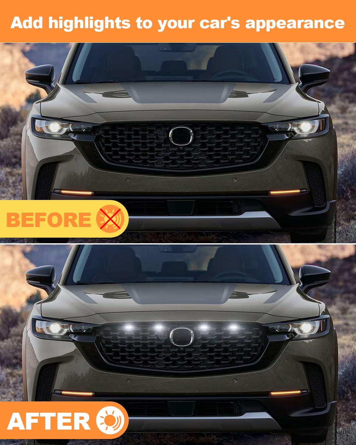 2022-2025 Mazda CX-50 LED Grill Lights - White Front Grille Trim Accessories for Enhanced Night Visibility & Off-Road Style | Perfect for Camping, Off-Roading & Night Driving