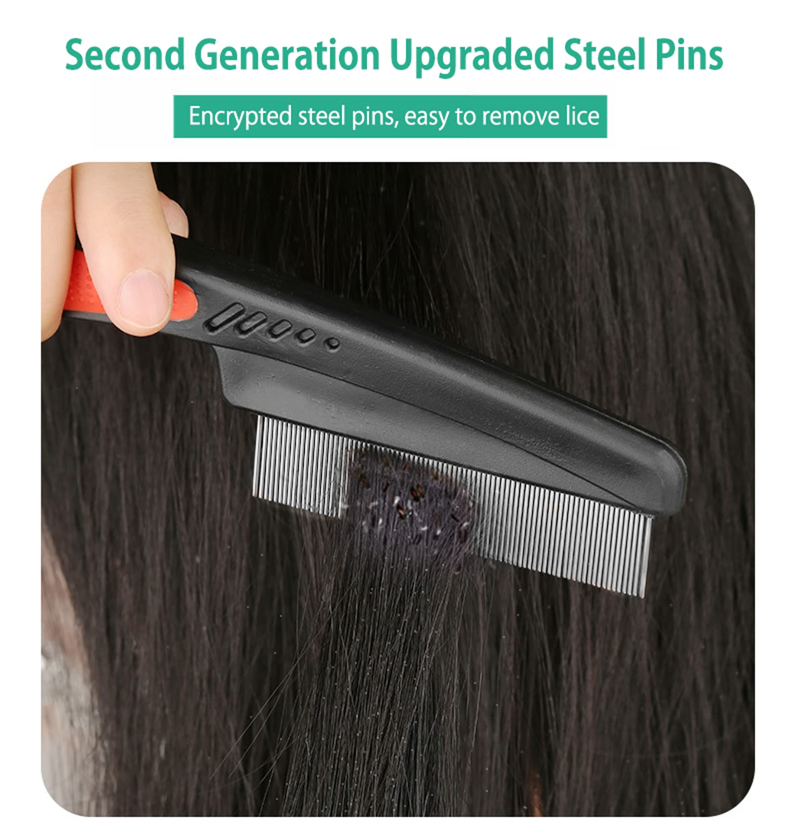 2 Pack Stainless Steel Fine Tooth Combs - Gentle on Scalp, No Skin Damage, High Strength Teeth for Humans & Pets - Perfect for Detangling, Styling, and Removing Tear Stains from Dogs & Cats