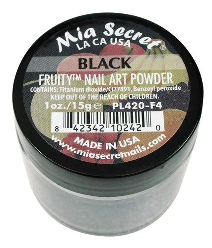 BLACK FRUITY ACRYLIC POWDER 1oz - Professional Nail Art Dip Powder for Manicures & Pedicures - Perfect for Salon, Home Use & DIY Nail Designs