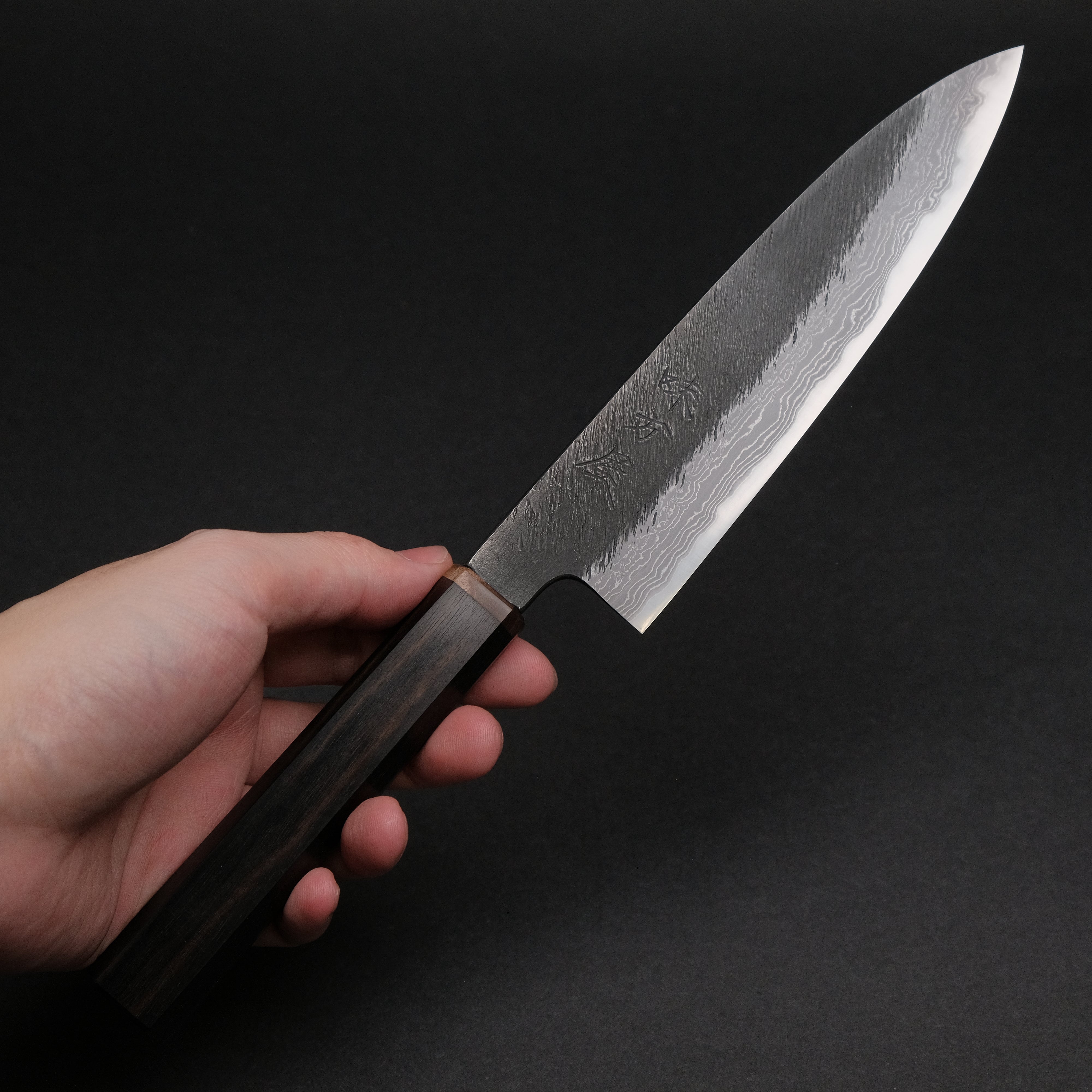 Premium Japanese Damascus Steel Ajikataya White #2 Matsuba Petty Knife 150mm with Ebony & Stabilized Wood Handle - Perfect for Slicing, Peeling & Precision Kitchen Tasks (#29)