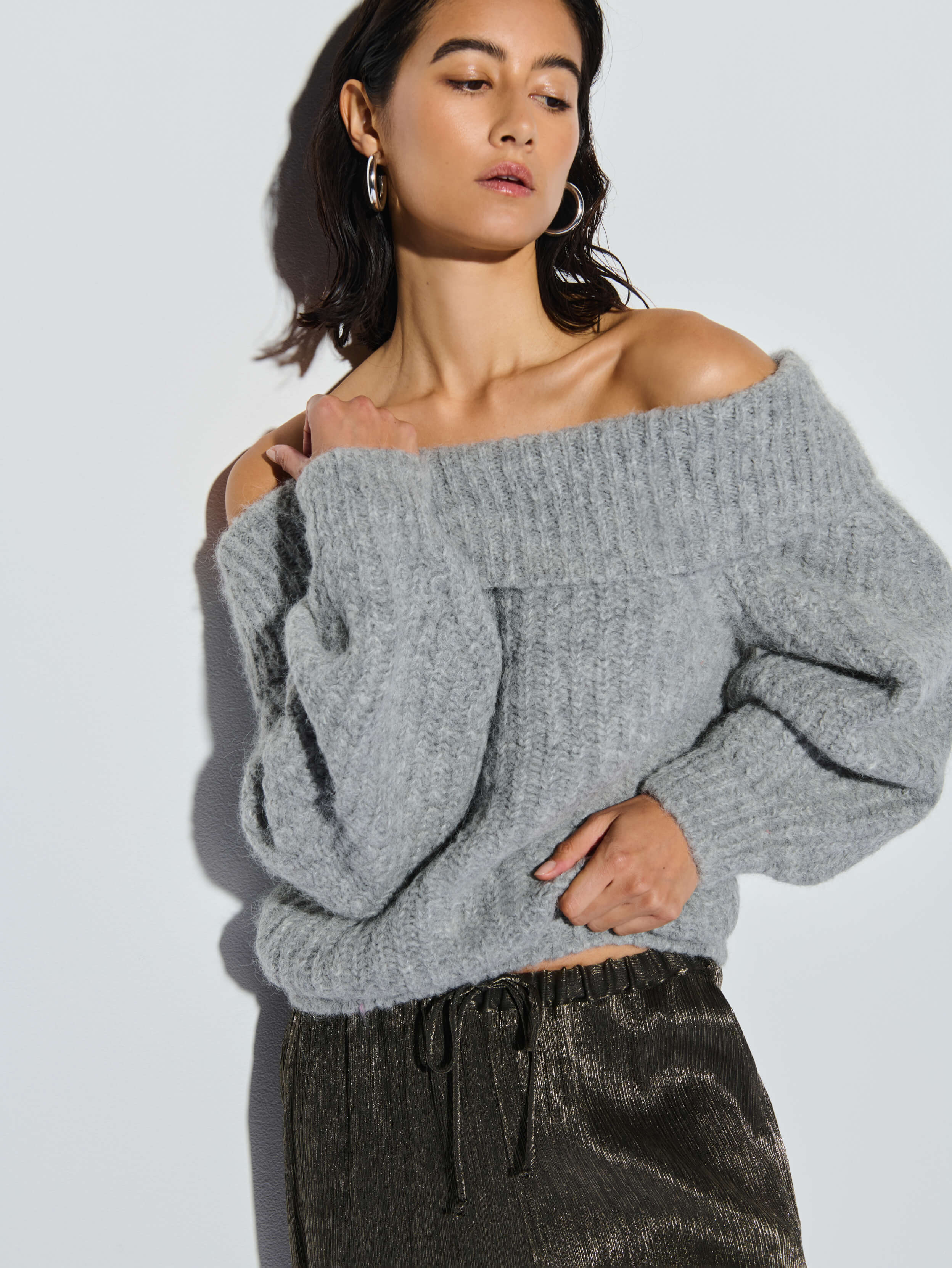 Serena Sweater Women's Knit Pullover - Soft Dove Gray Heather Casual Sweater for Fall & Winter | Cozy Office Wear & Weekend Outfits