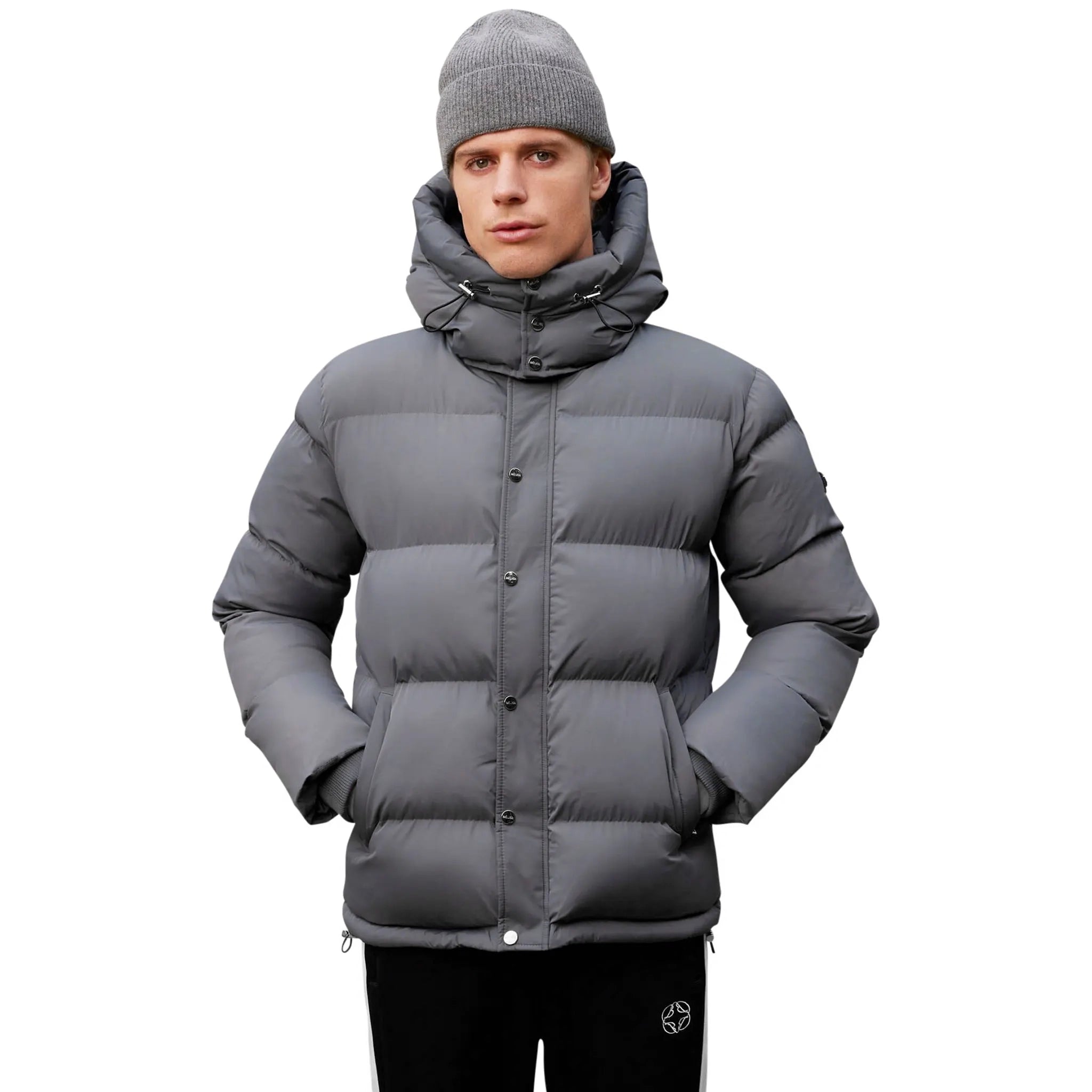 Belier Charcoal Puffer Jacket for Women - Lightweight Winter Coat with Hood, Waterproof & Windproof - Perfect for Outdoor Activities, Skiing, and Cold Weather Fashion