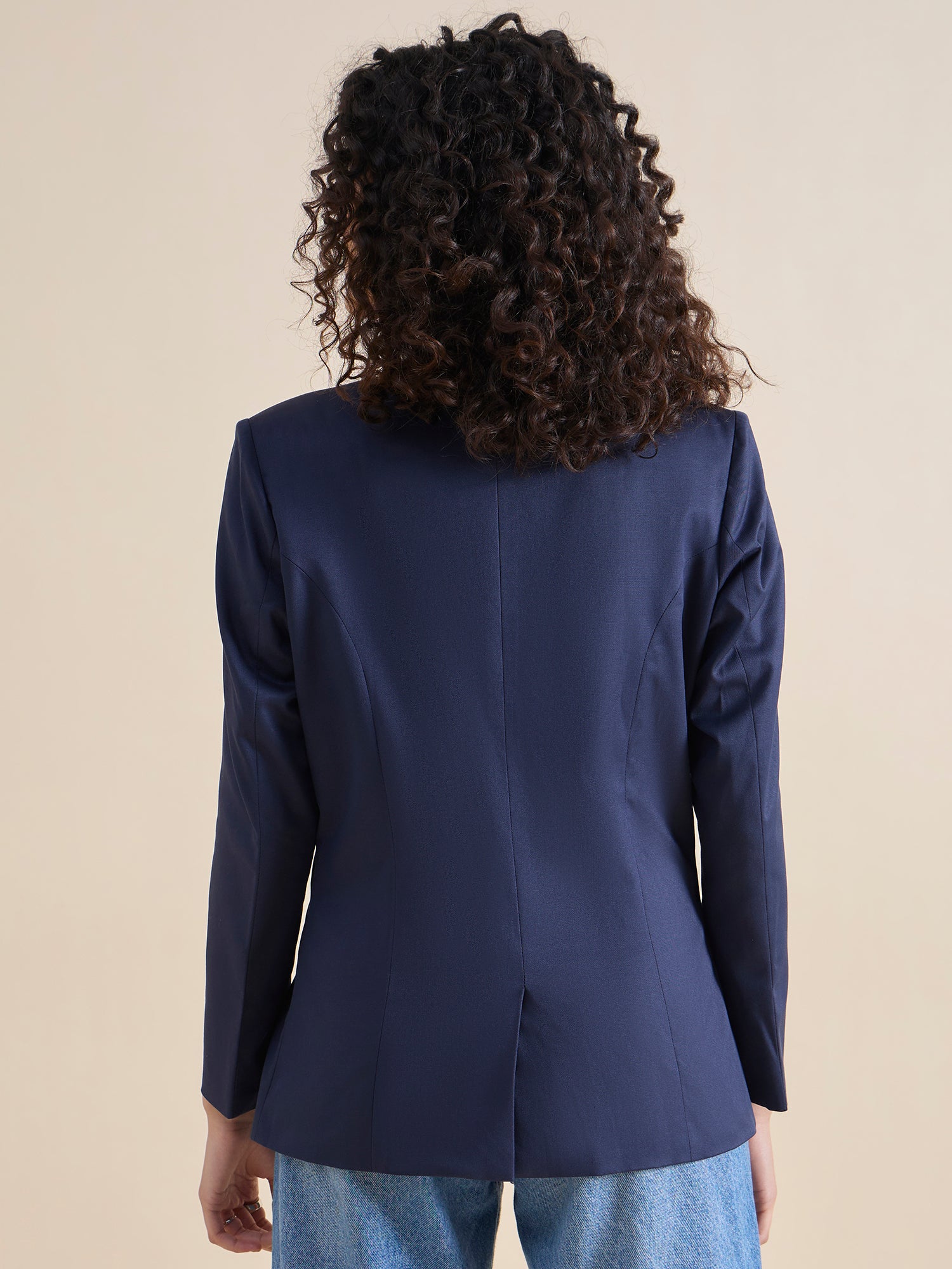 Stylish Poly Cotton Blazer for Women - Classic Blue Office Jacket | Perfect for Business Casual, Workwear & Professional Outfits
