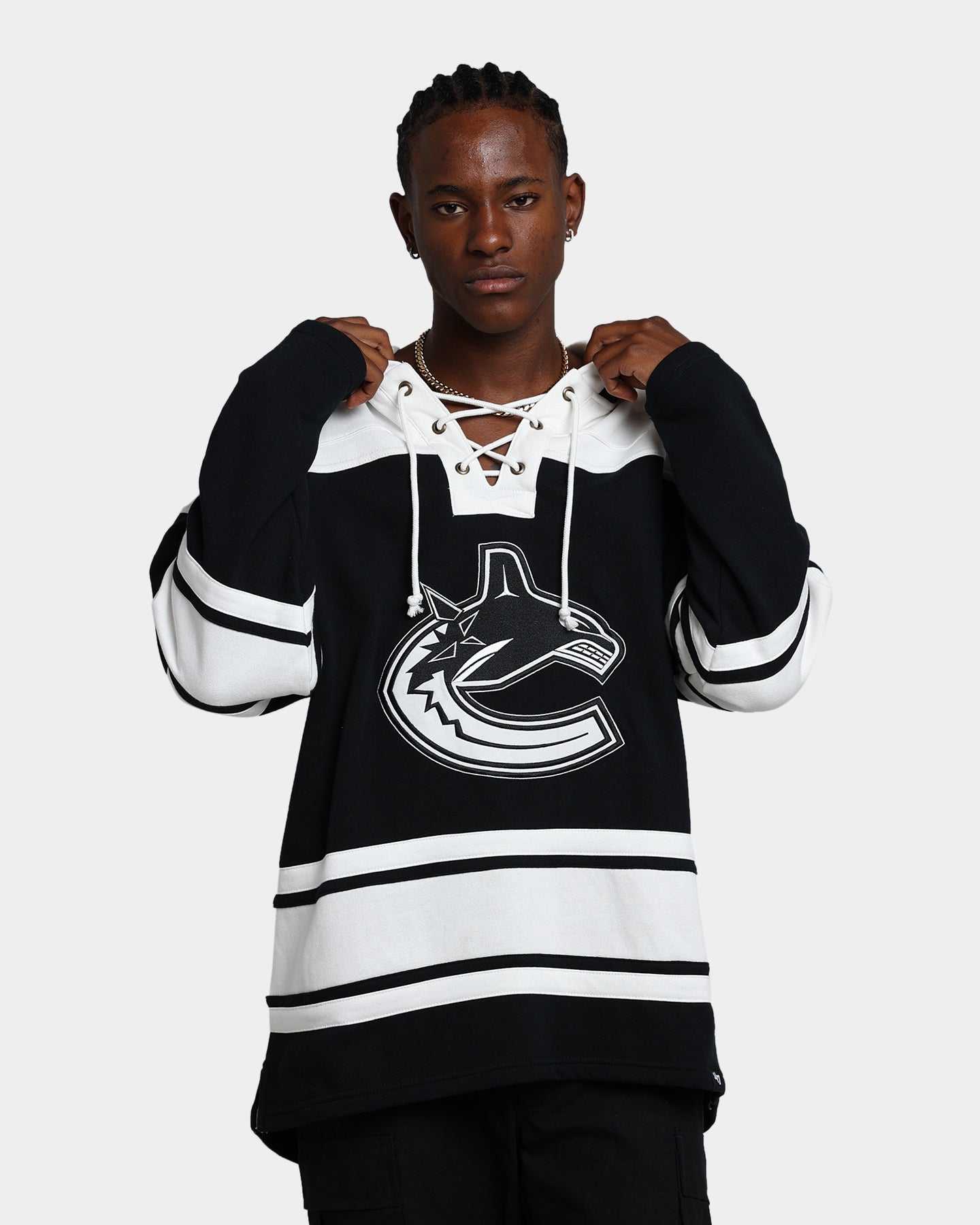 47 Brand Vancouver Canucks Superior Lacer Hoodie - Jet Black NHL Hockey Fan Apparel for Men & Women - Perfect for Game Day, Tailgating & Casual Wear