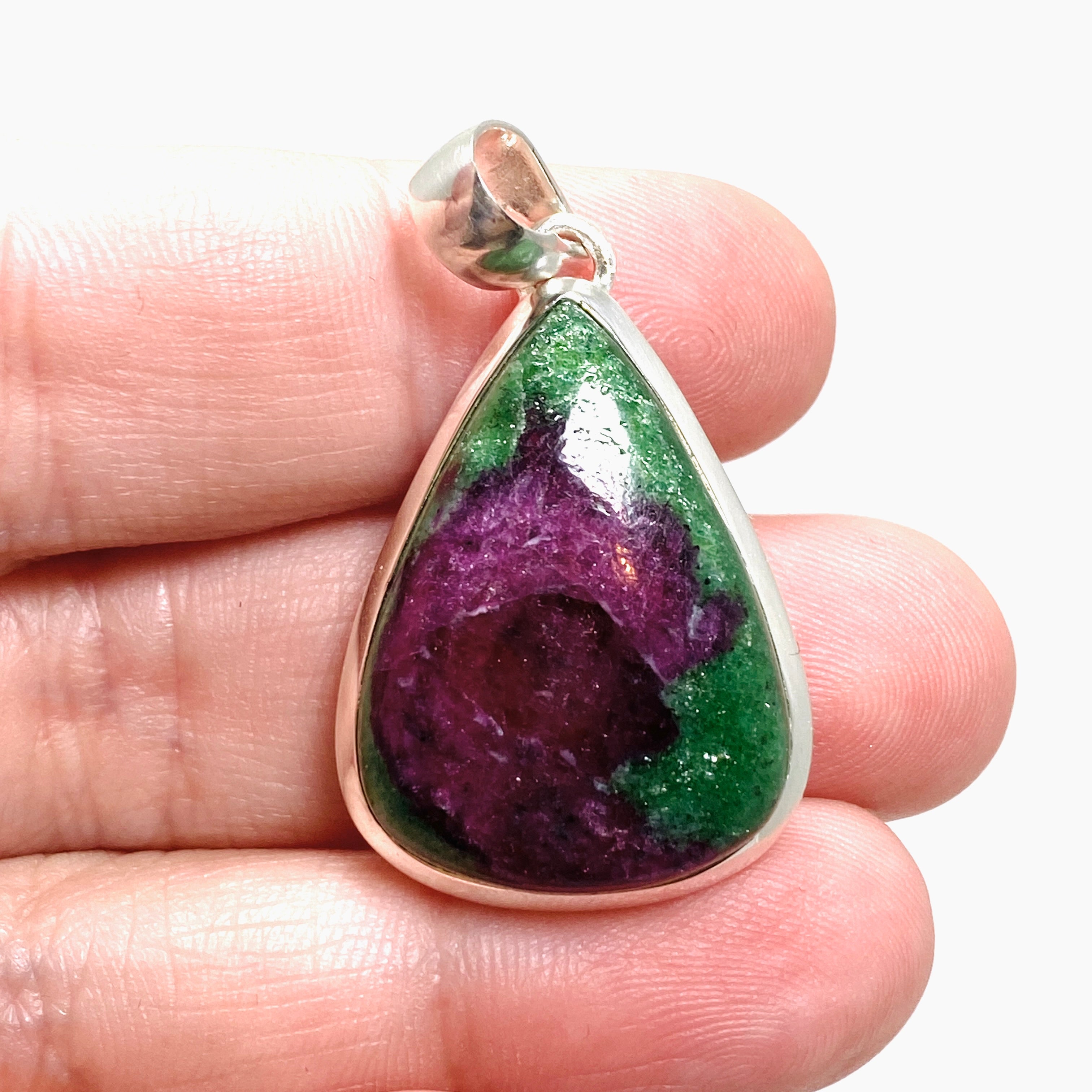 Natural Ruby Zoisite Teardrop Cabochon Pendant - 10mm Healing Crystal Jewelry for Meditation & Energy Work | Handmade Gemstone Necklace for Spiritual Healing & Chakra Balancing