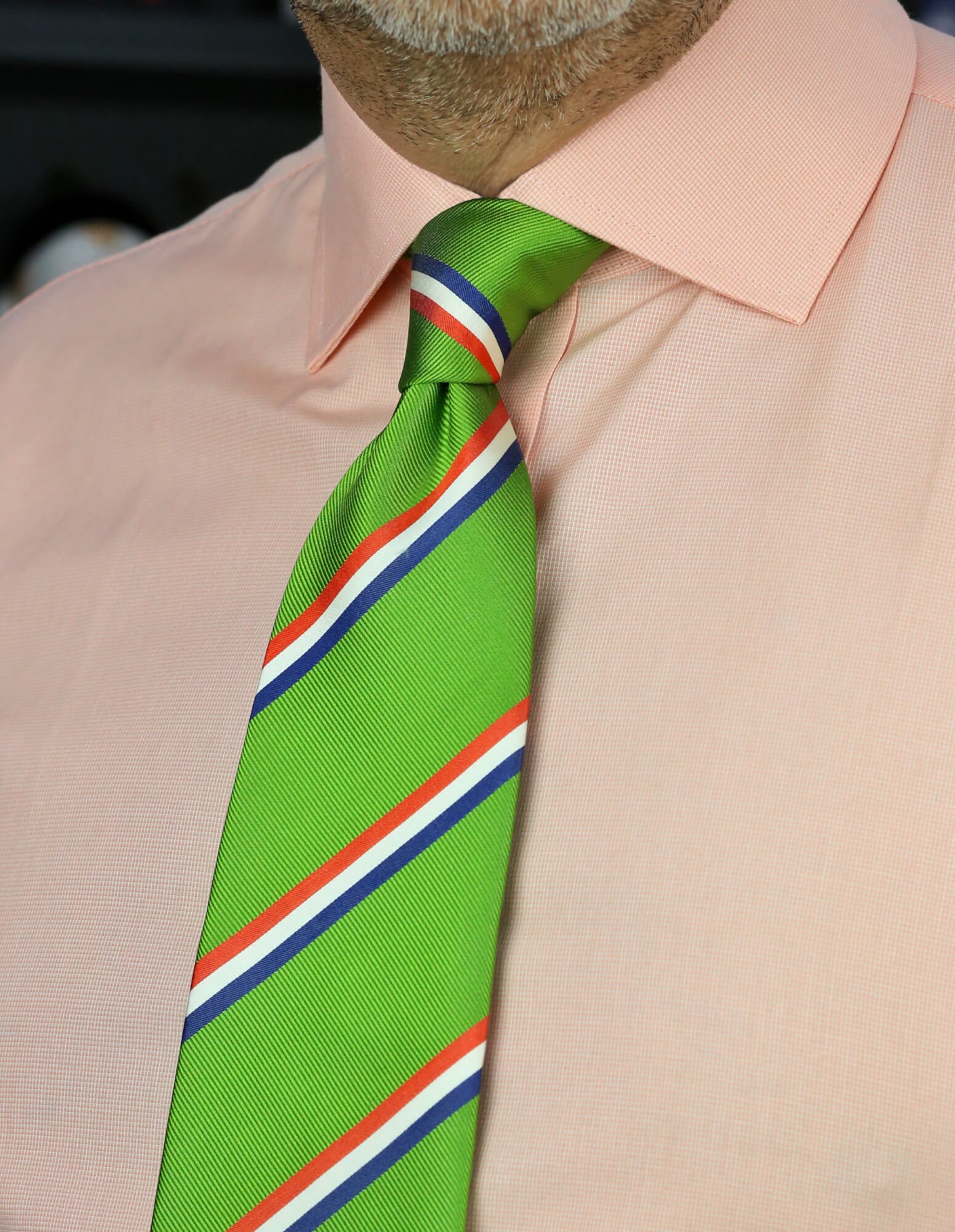 CANTINI Minerva Stripe Tie for Men - Classic Green Silk Necktie for Business, Wedding & Formal Occasions