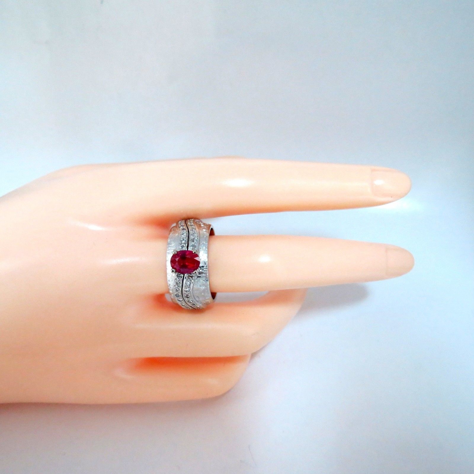 GIA Certified 1.24 Carat Natural No Heat Ruby Diamond Engagement Ring - 14K White Gold 11mm Wedding Band - Perfect for Proposals, Anniversaries & Special Occasions