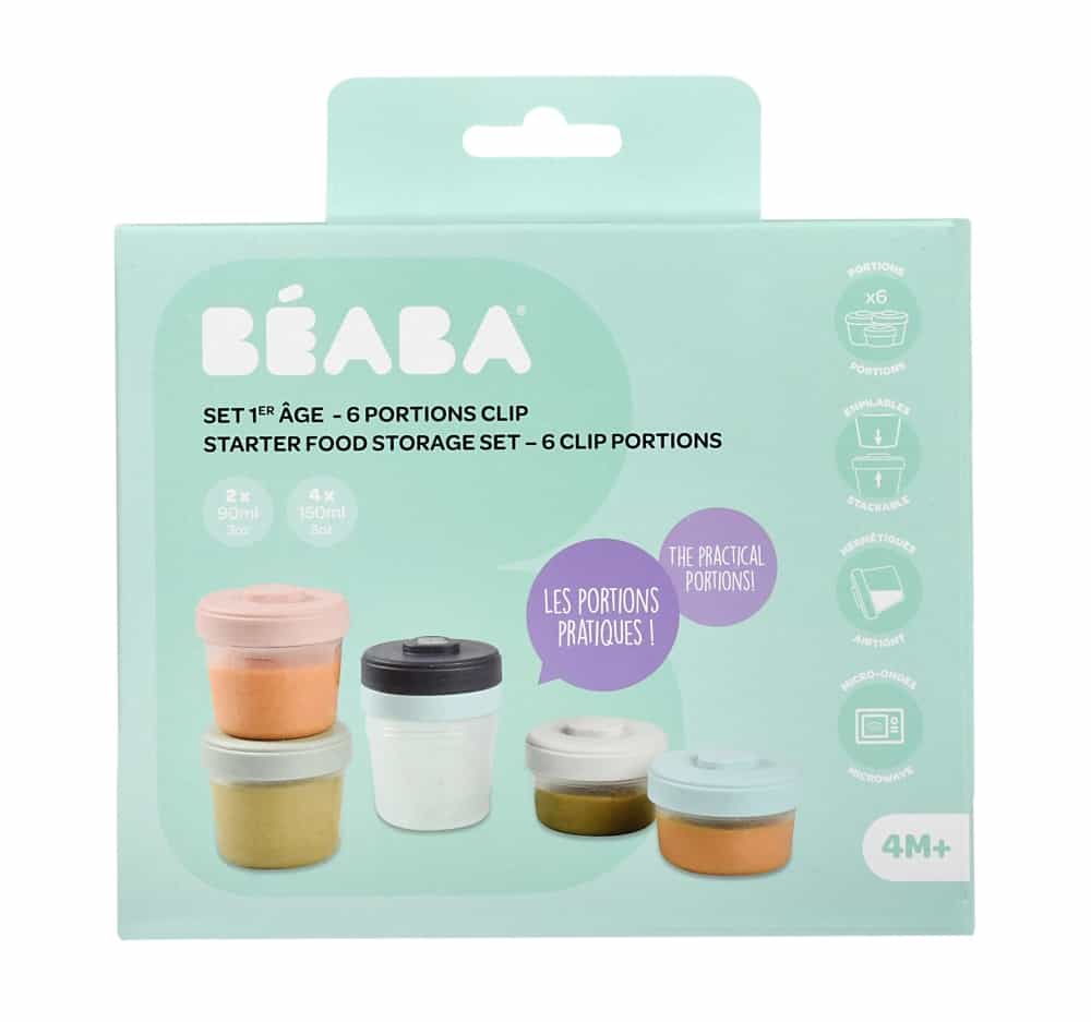 BEABA Baby Food Storage Containers Set of 6 | BPA-Free Small Portion Clip Top Containers | Perfect for Snacks, Purees & On-the-Go Meals