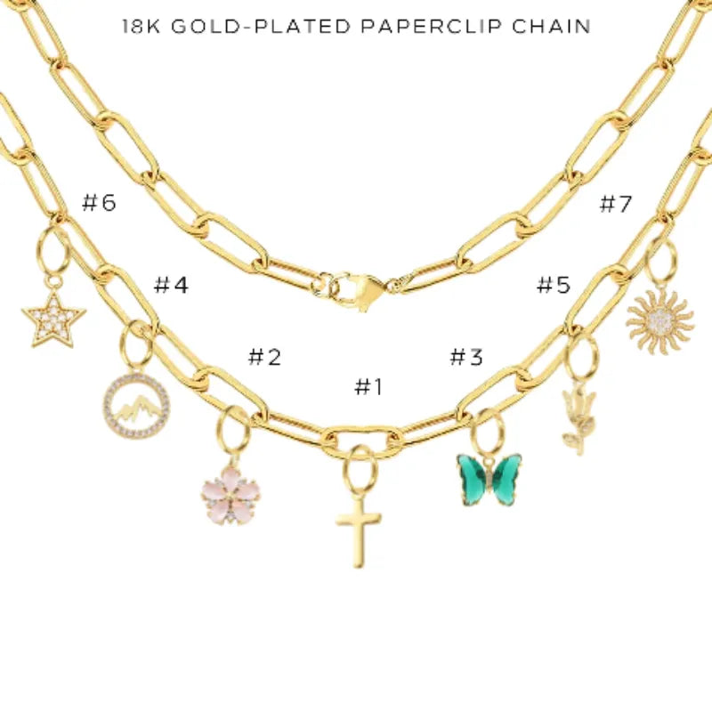 Charm Necklace with Assorted Charms - Elegant Layered Pendant Jewelry for Women - Perfect for Everyday Wear, Gifts & Special Occasions