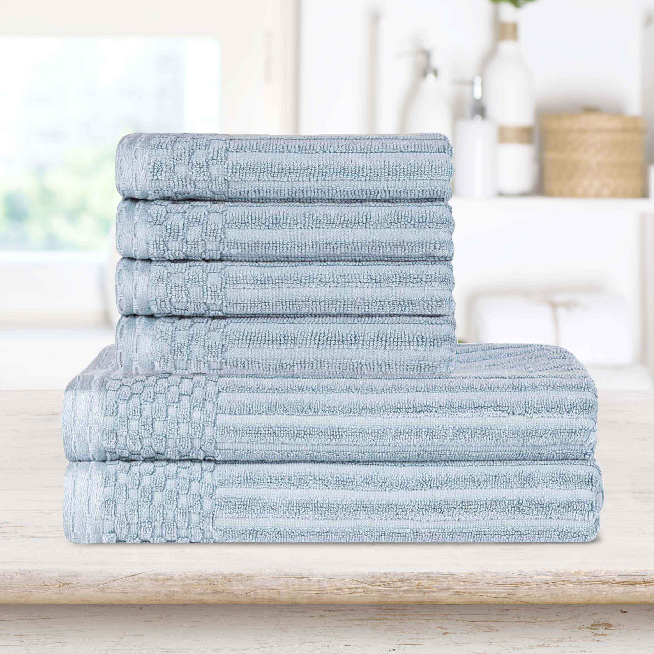 Premium Soho Ribbed Textured Cotton Bath Towel Set - Ultra Absorbent & Quick Dry Hand & Bath Towels for Spa, Gym & Luxury Home Use