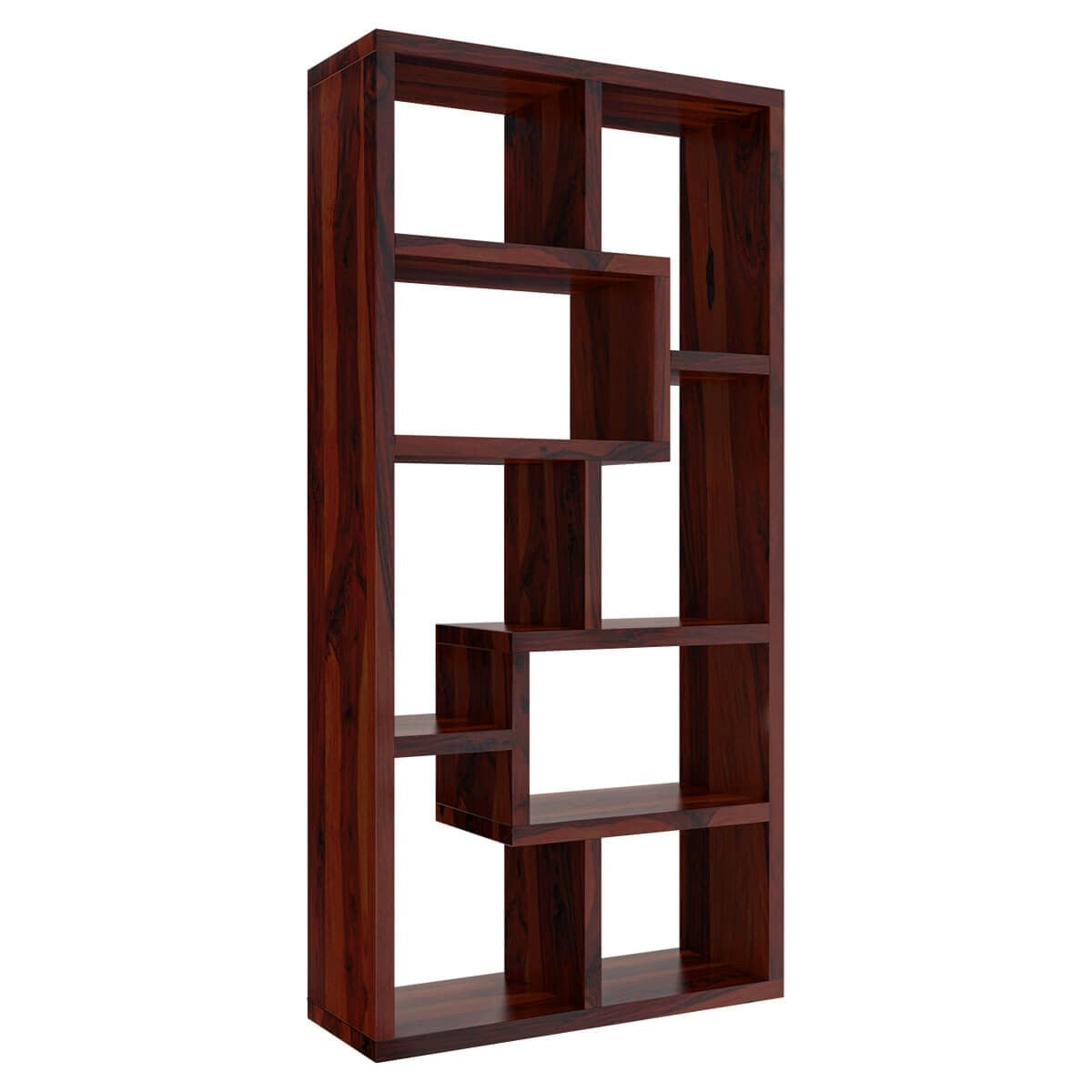 Gadsden Contemporary 8-Tier Open Shelf Solid Wood Geometric Bookcase - Stylish Storage for Books, Decor & Display in Living Room, Office or Study