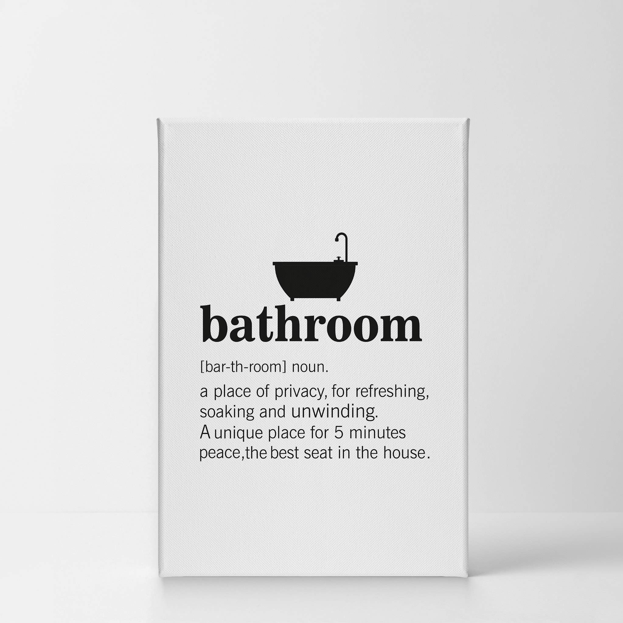 Funny Bathroom Wall Art - Smile Art Design Noun Dictionary Definition Canvas Print | Privacy Quote Bathroom Decor | Ready to Hang Home Decor (36x24) | Perfect for Powder Rooms, Guest Baths & Farmhouse Style Homes | Made in USA