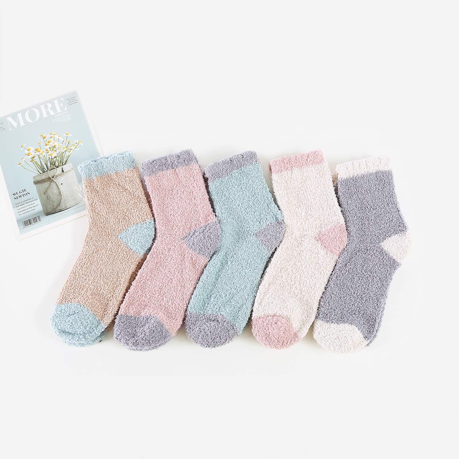 Cozy Winter Fuzzy Socks for Women - Ultra Soft Warm Fluffy Socks with Non-Slip Grips - Perfect for Home, Gym, Yoga & Outdoor Activities