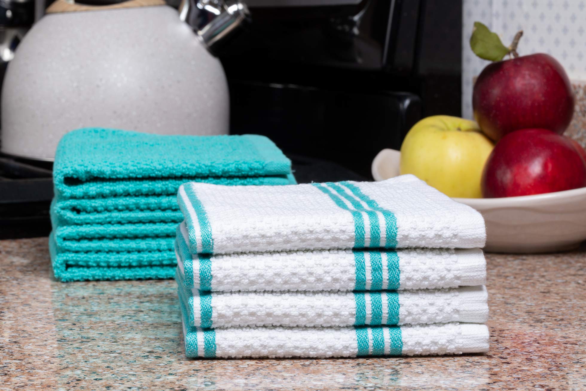 8 Pack 100% Cotton Absorbent Dish Cloths - 12