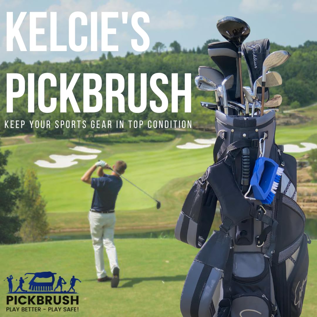 Kelcie's Heavy-Duty Handheld Shoe Cleaning Brush with Pick - Stiff Bristle Boot Brush & Cleat Cleaner for Golf, Soccer, Baseball, Hiking & Outdoor Sports - Quickly Remove Mud, Dirt & Debris from Shoes - Perfect for Garage, Locker Room & Travel Use