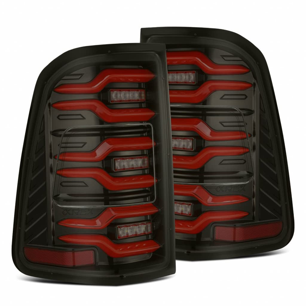 AlphaRex LUXX-Series LED Tail Lights for Ram 1500 (2019-2022) - Black-Red Smoke Lens - Upgrade Your Truck's Style & Visibility for Night Driving & Off-Road Adventures
