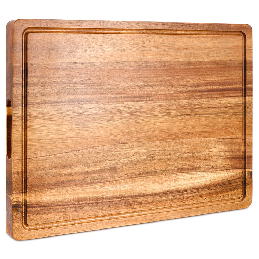Premium Acacia Wood Cutting Board - Extra Large XXL Reversible Chopping Block for Kitchen, Meat, Fruits & Vegetables | Durable Charcuterie Board for Serving, Food Prep & Entertaining