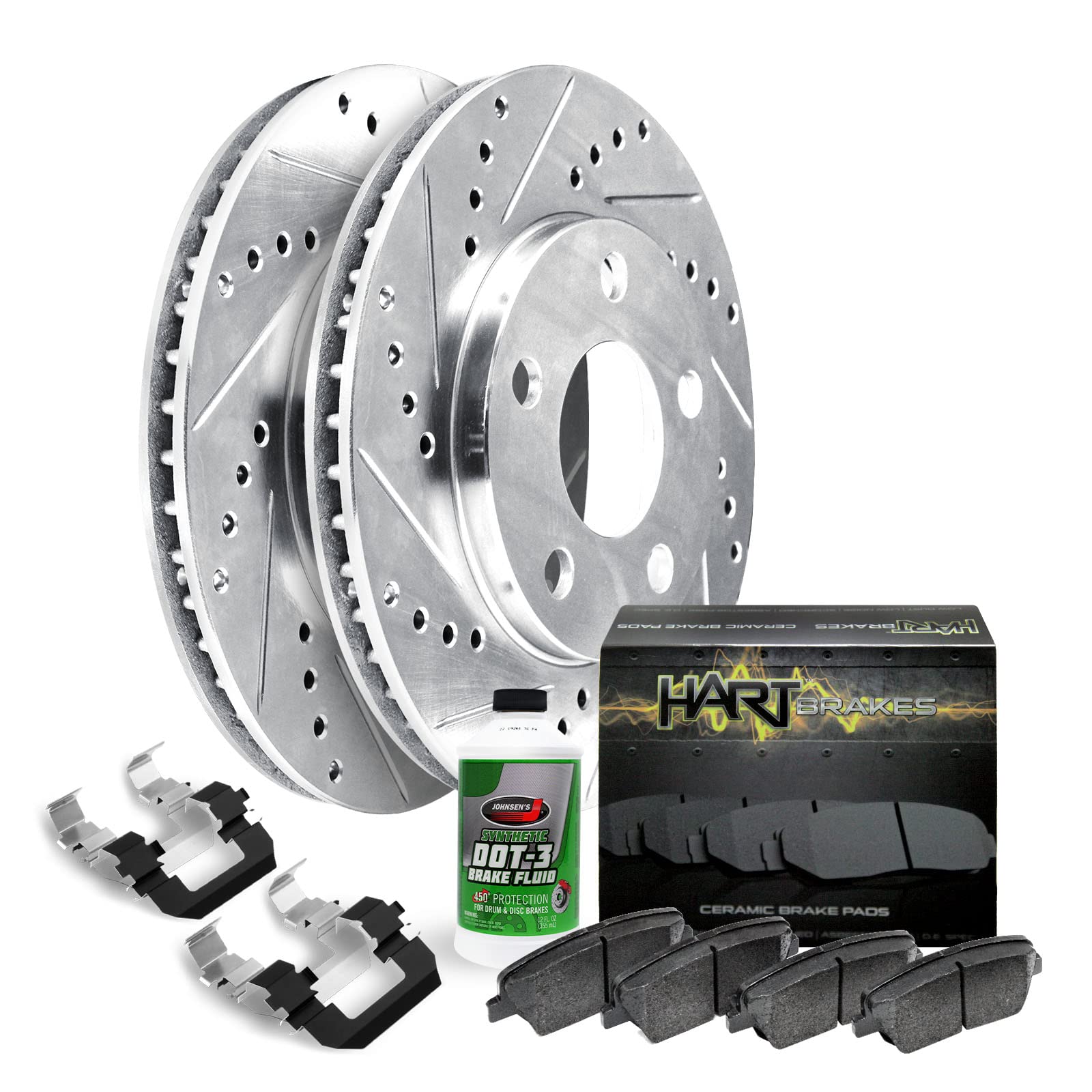 Hart BHC1.76111.43 Rear Brake Pads and Rotors Kit - Semi-Metallic Brake System with Hardware Kit | Durable Braking Performance for Trucks, SUVs & Sedans | Perfect for City Driving, Highway Commuting & Mountain Roads