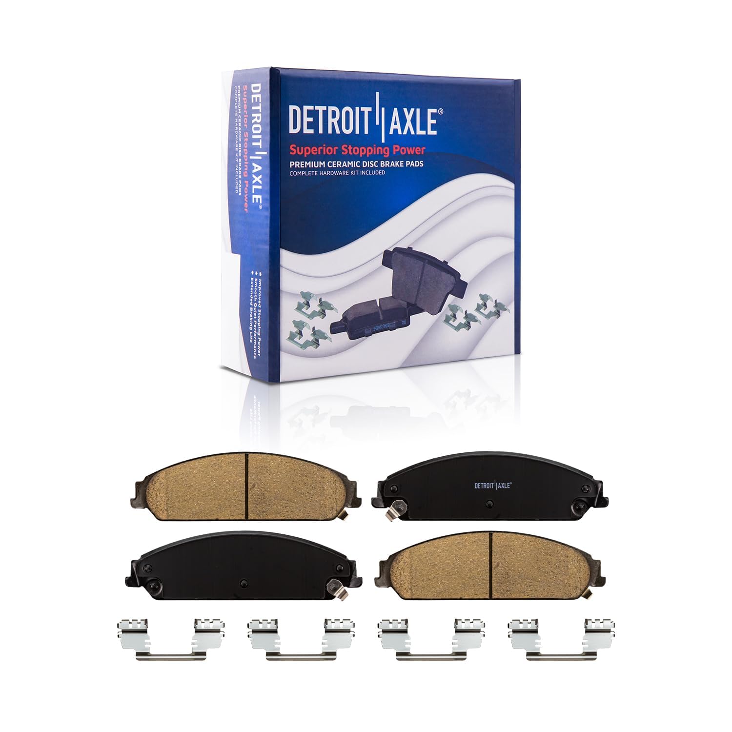 Detroit Axle Ceramic Brake Pads Set - Front & Rear Replacement for Chrysler 300, Dodge Challenger & Charger | Smooth Stopping Power for City Driving & Highway Commutes