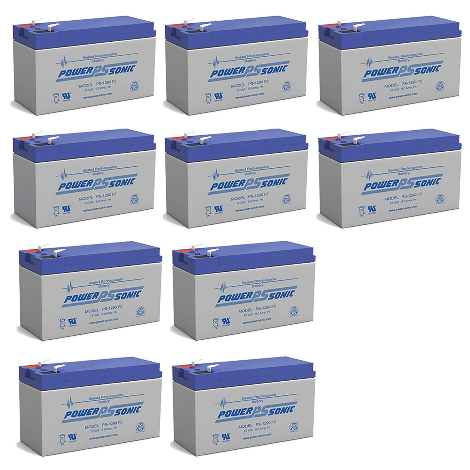 Power Sonic 12V 9AH Rechargeable Battery - Replacement for Ritar RT1270E, RT1270H, RT1275-10 Pack - Perfect for Solar Power Systems, Emergency Lighting & Security Alarms