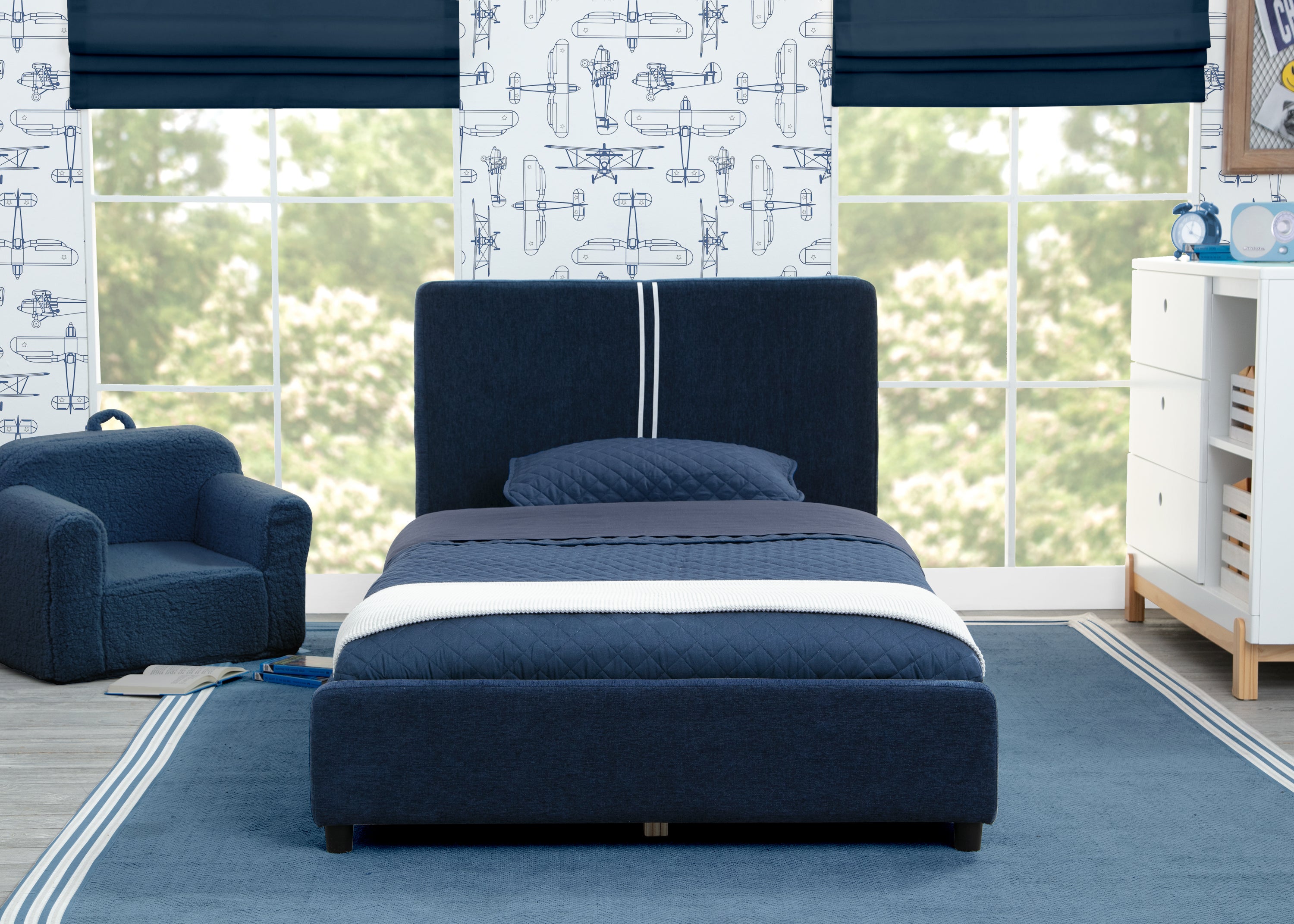 Upholstered Twin Bed with Headboard - Soft Fabric Bed Frame for Kids & Teens - Perfect for Bedrooms, Dorms & Guest Rooms
