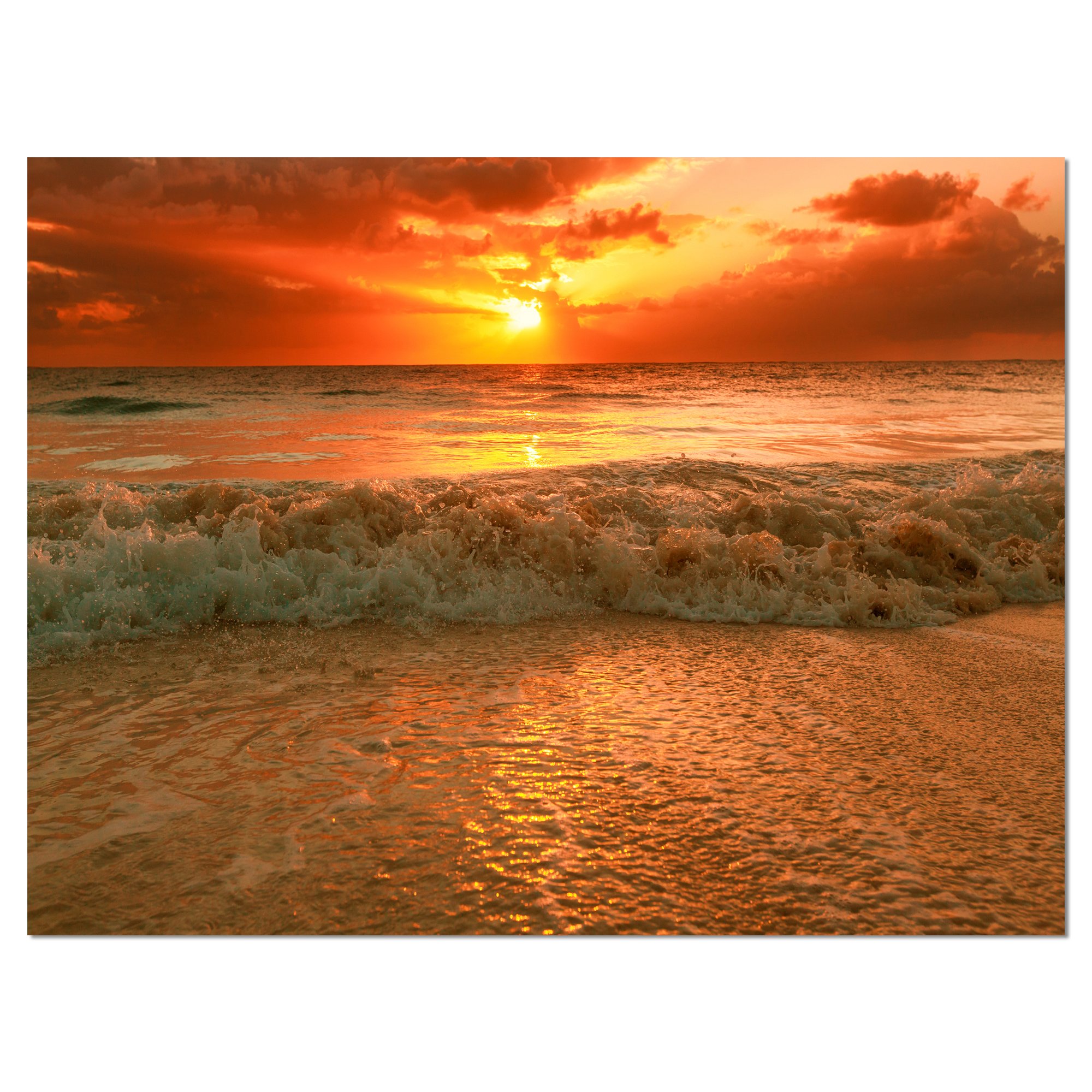 Extra Large Seascape Art Canvas - Stunning Ocean Sunset Reflection Painting - Perfect for Living Room, Bedroom & Office Wall Decor
